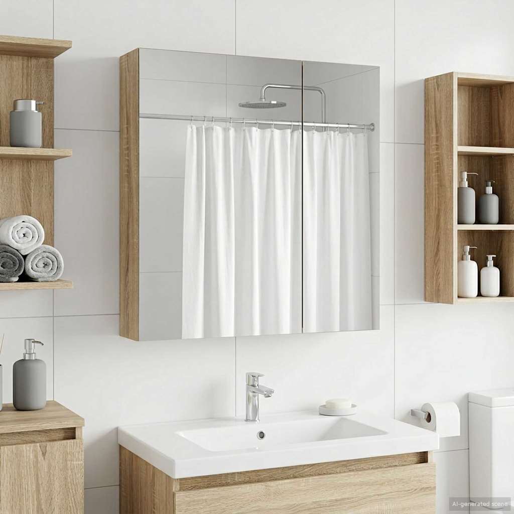 Badkamer spiegelkast met plank Sonoma Eiken 60 x 14,5 x 70 cm is nu te koop bij PeponiXL, paradijselijk wonen!