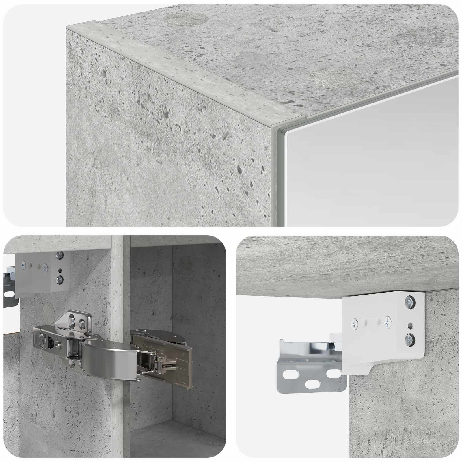 Badkamer spiegelkast Beton Grijs 60 x 14,5 x 70 cm Bewerkt hout is nu te koop bij PeponiXL, paradijselijk wonen!