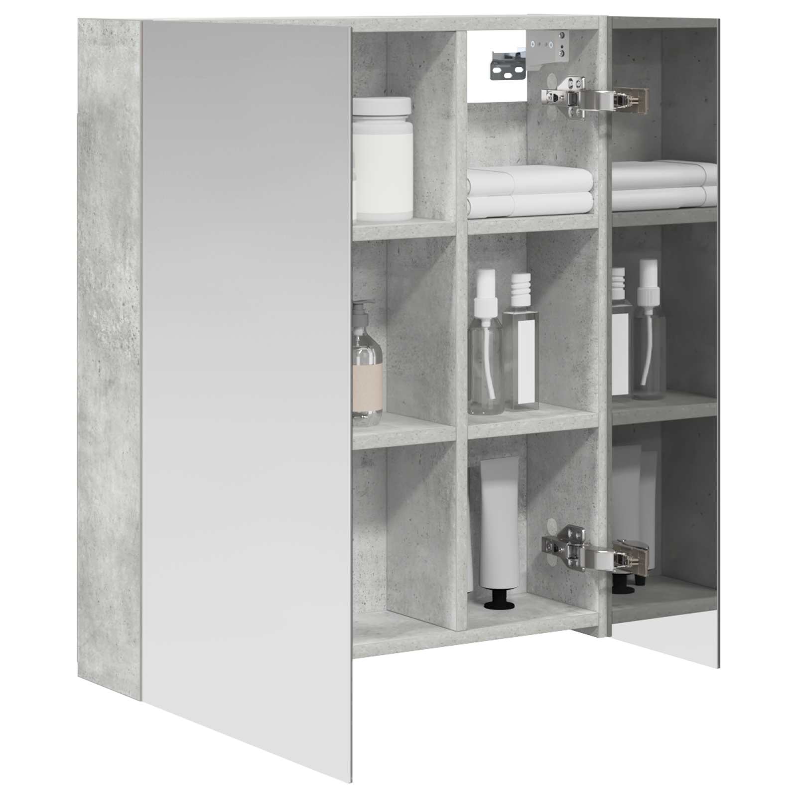 Badkamer spiegelkast Beton Grijs 60 x 14,5 x 70 cm Bewerkt hout is nu te koop bij PeponiXL, paradijselijk wonen!