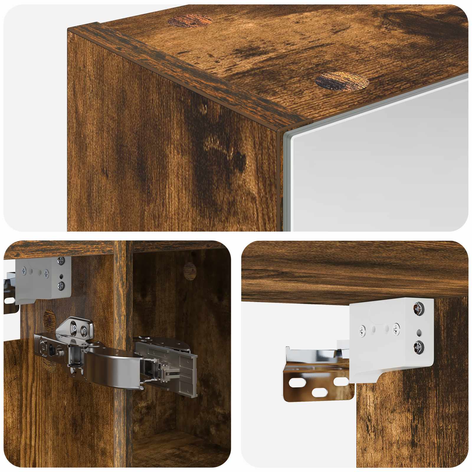 Badkamer spiegelkast met plank Gerookt eiken 60 x 14,5 x 70 cm is nu te koop bij PeponiXL, paradijselijk wonen!