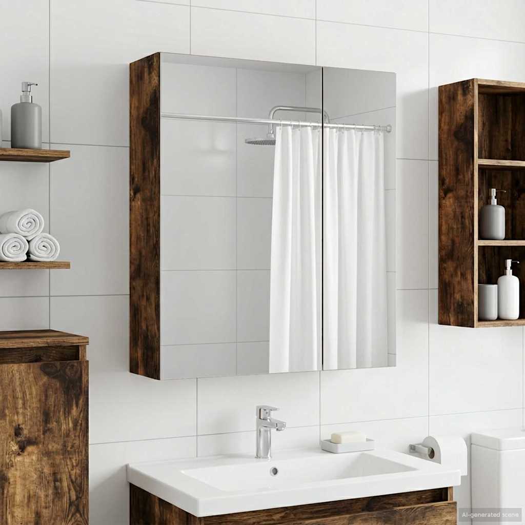 Badkamer spiegelkast met plank Gerookt eiken 60 x 14,5 x 70 cm is nu te koop bij PeponiXL, paradijselijk wonen!