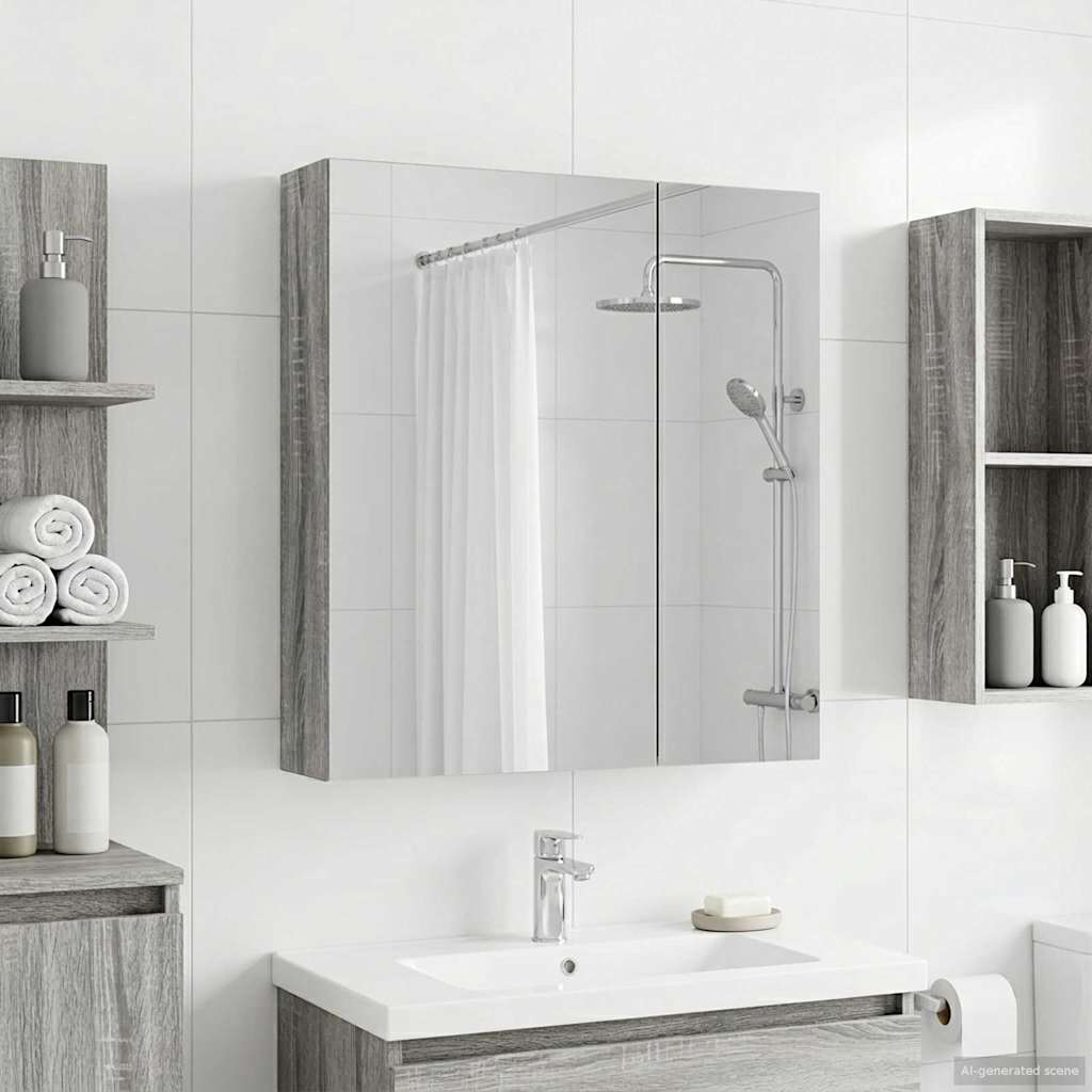 Badkamer spiegelkast met plank Grijs Sonoma 60 x 14,5 x 70 cm is nu te koop bij PeponiXL, paradijselijk wonen!