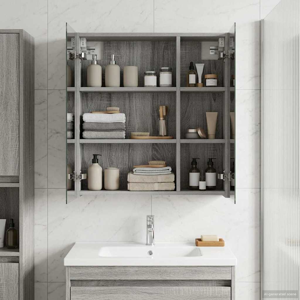 Badkamer spiegelkast met plank Grijs Sonoma 60 x 14,5 x 70 cm is nu te koop bij PeponiXL, paradijselijk wonen!