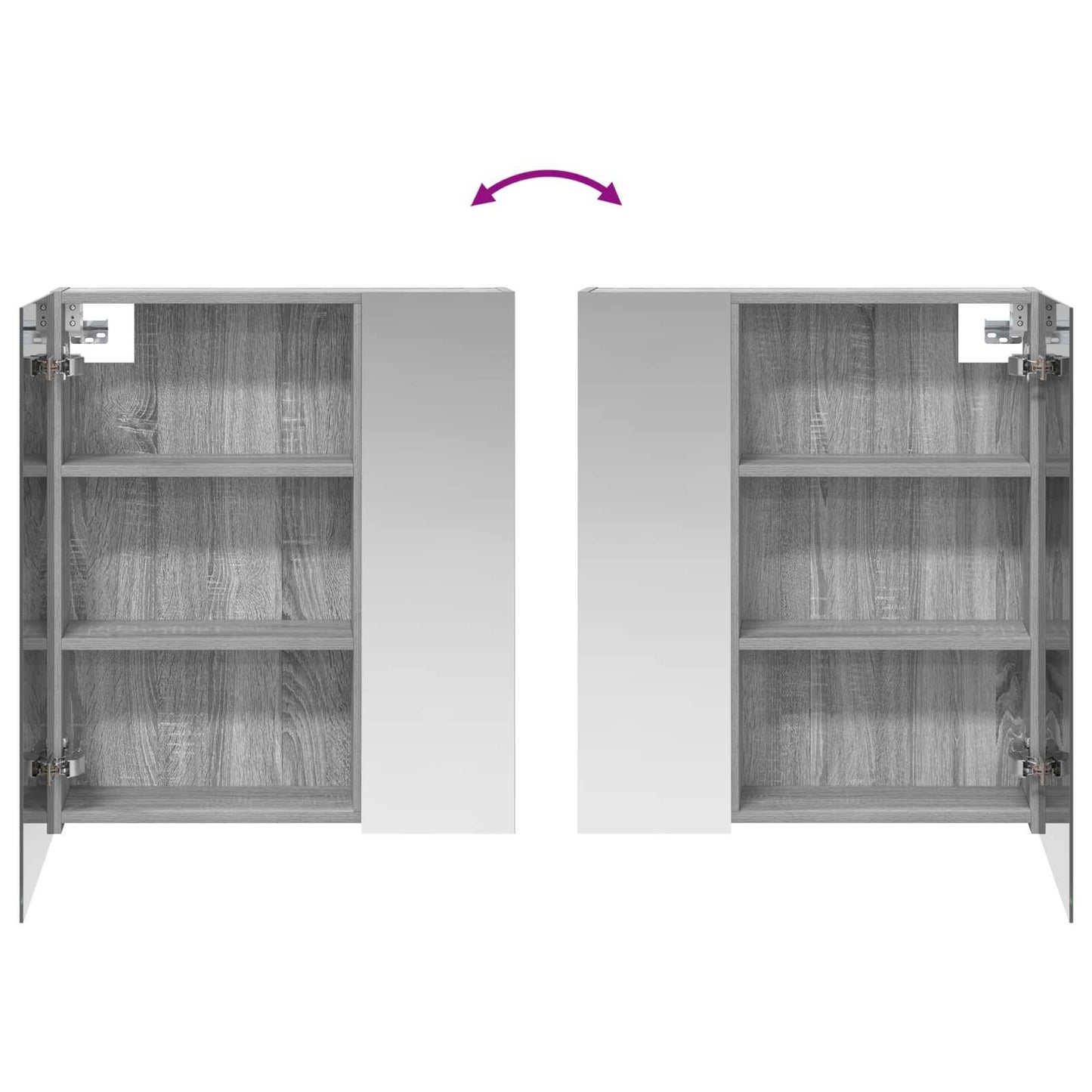 Badkamer spiegelkast met plank Grijs Sonoma 60 x 14,5 x 70 cm is nu te koop bij PeponiXL, paradijselijk wonen!