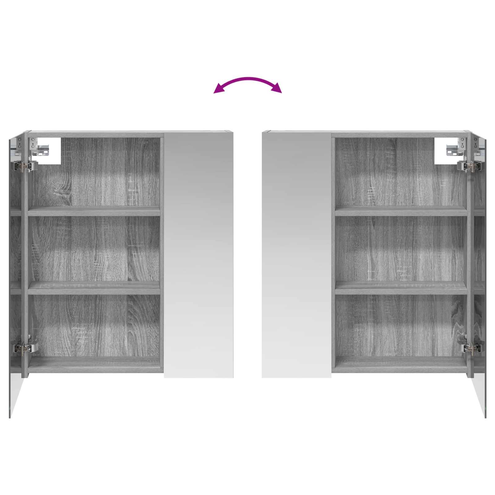 Badkamer spiegelkast met plank Grijs Sonoma 60 x 14,5 x 70 cm is nu te koop bij PeponiXL, paradijselijk wonen!