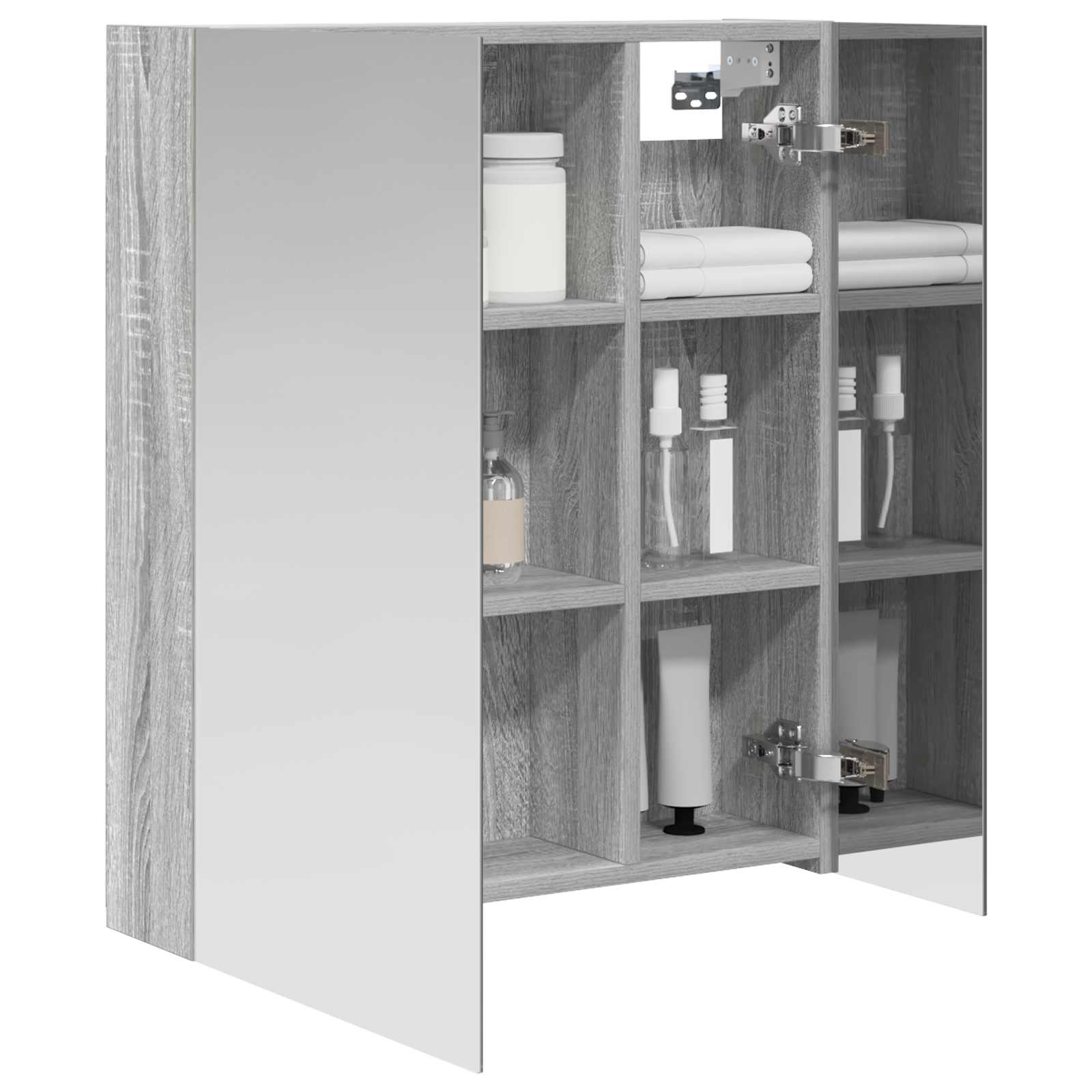 Badkamer spiegelkast met plank Grijs Sonoma 60 x 14,5 x 70 cm is nu te koop bij PeponiXL, paradijselijk wonen!