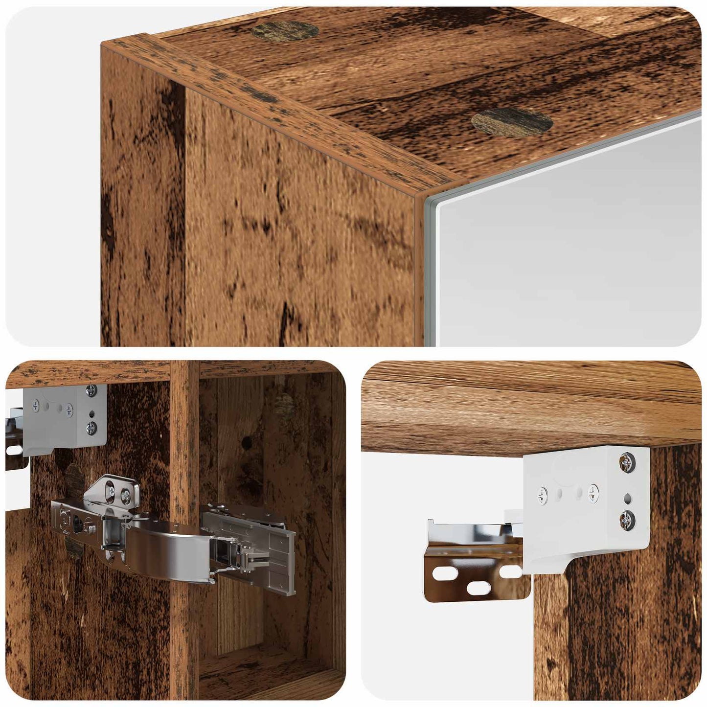 Badkamer spiegelkast Oudhout 60 x 14,5 x 70 cm Bewerkt hout is nu te koop bij PeponiXL, paradijselijk wonen!