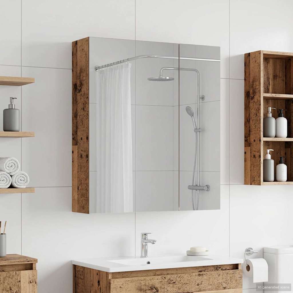 Badkamer spiegelkast Oudhout 60 x 14,5 x 70 cm Bewerkt hout is nu te koop bij PeponiXL, paradijselijk wonen!