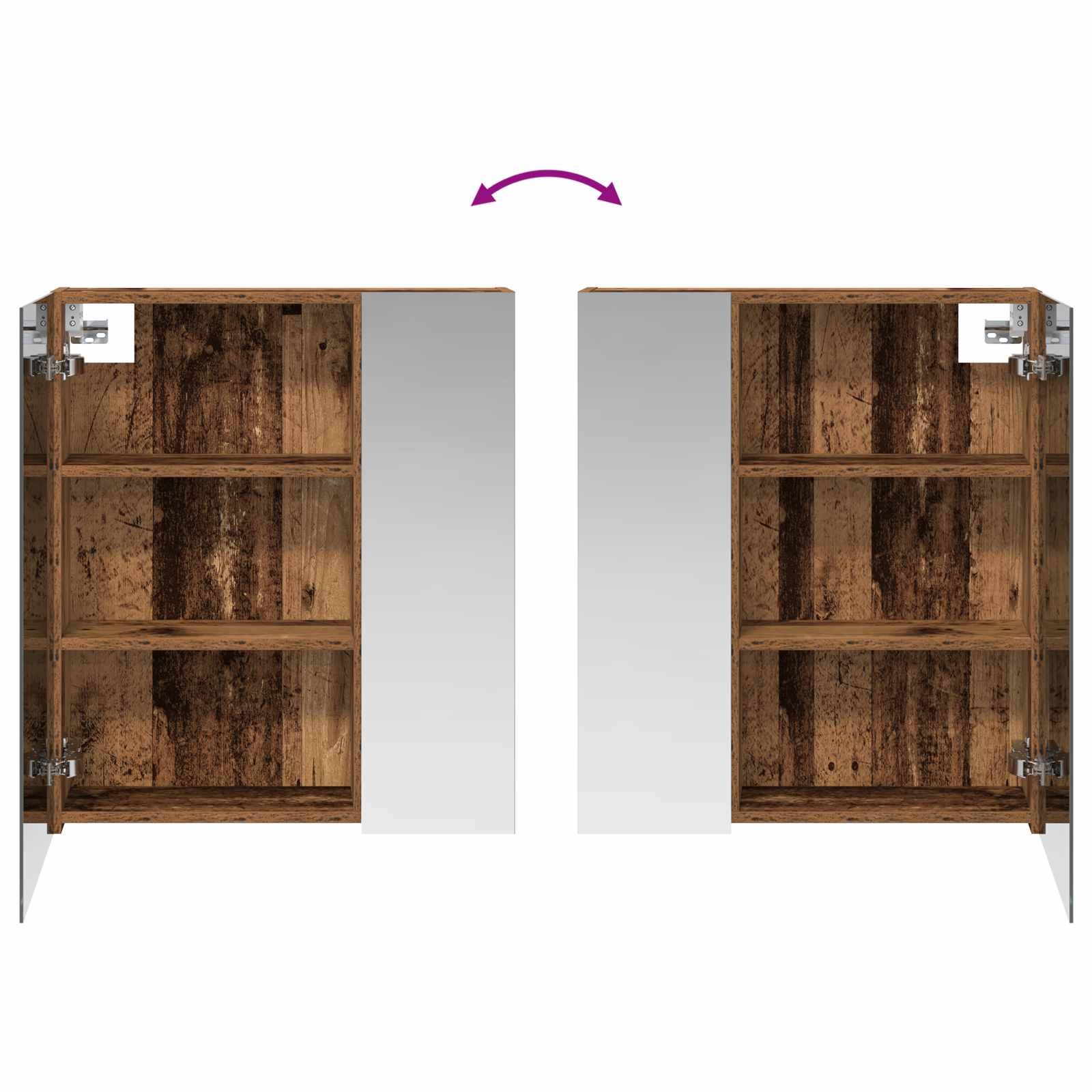 Badkamer spiegelkast Oudhout 60 x 14,5 x 70 cm Bewerkt hout is nu te koop bij PeponiXL, paradijselijk wonen!