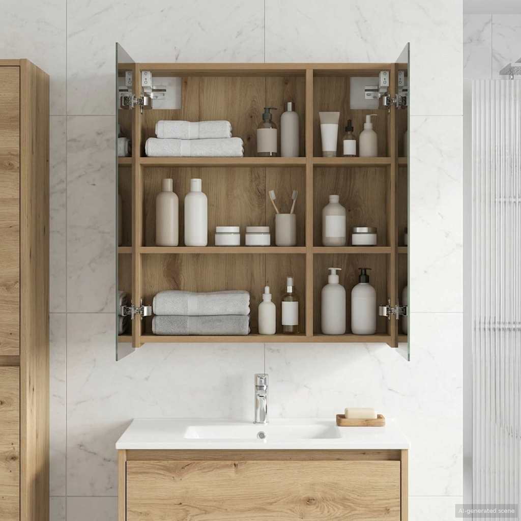 Badkamer spiegelkast Ambachtelijk eiken 60 x 14,5 x 70 cm is nu te koop bij PeponiXL, paradijselijk wonen!