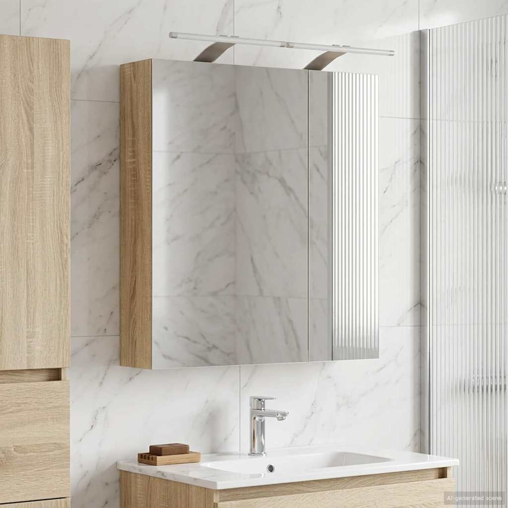 Badkamer spiegelkast met plank Sonoma Eiken 60 x 14,5 x 70 cm is nu te koop bij PeponiXL, paradijselijk wonen!