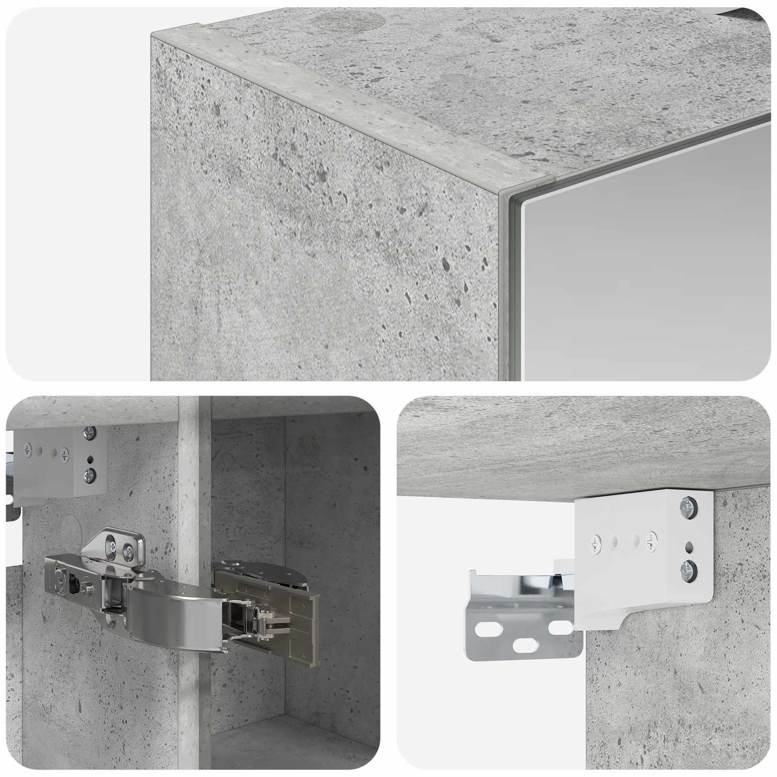 Badkamer spiegelkast Beton Grijs 60 x 14,5 x 70 cm Bewerkt hout is nu te koop bij PeponiXL, paradijselijk wonen!