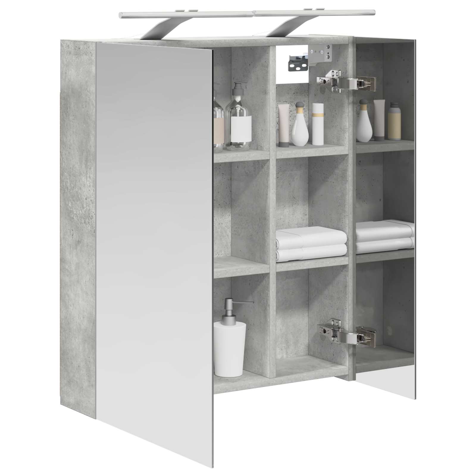Badkamer spiegelkast Beton Grijs 60 x 14,5 x 70 cm Bewerkt hout is nu te koop bij PeponiXL, paradijselijk wonen!