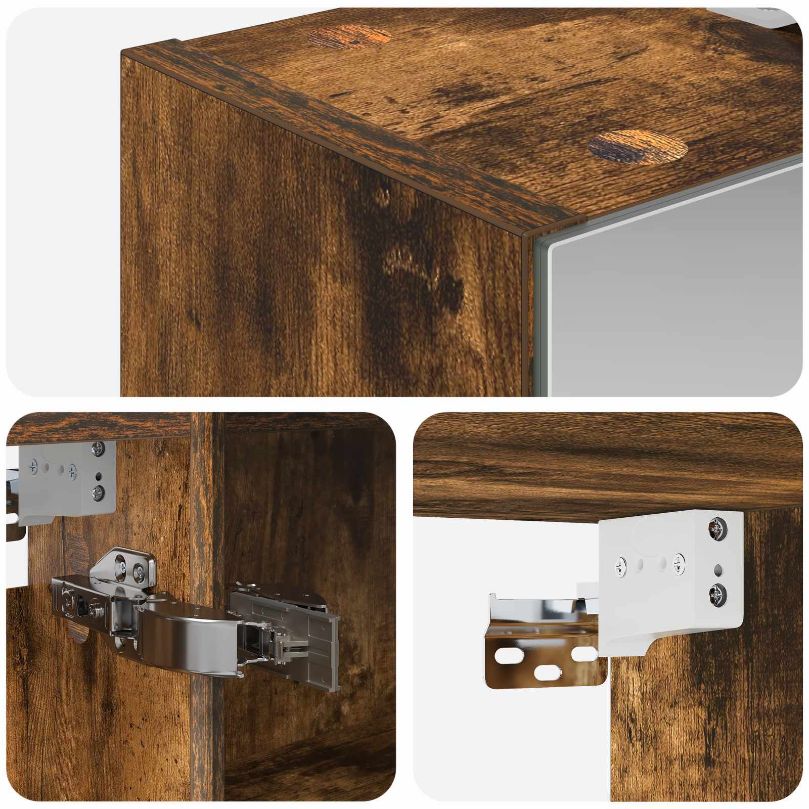 Badkamer spiegelkast met plank Gerookt eiken 60 x 14,5 x 70 cm is nu te koop bij PeponiXL, paradijselijk wonen!