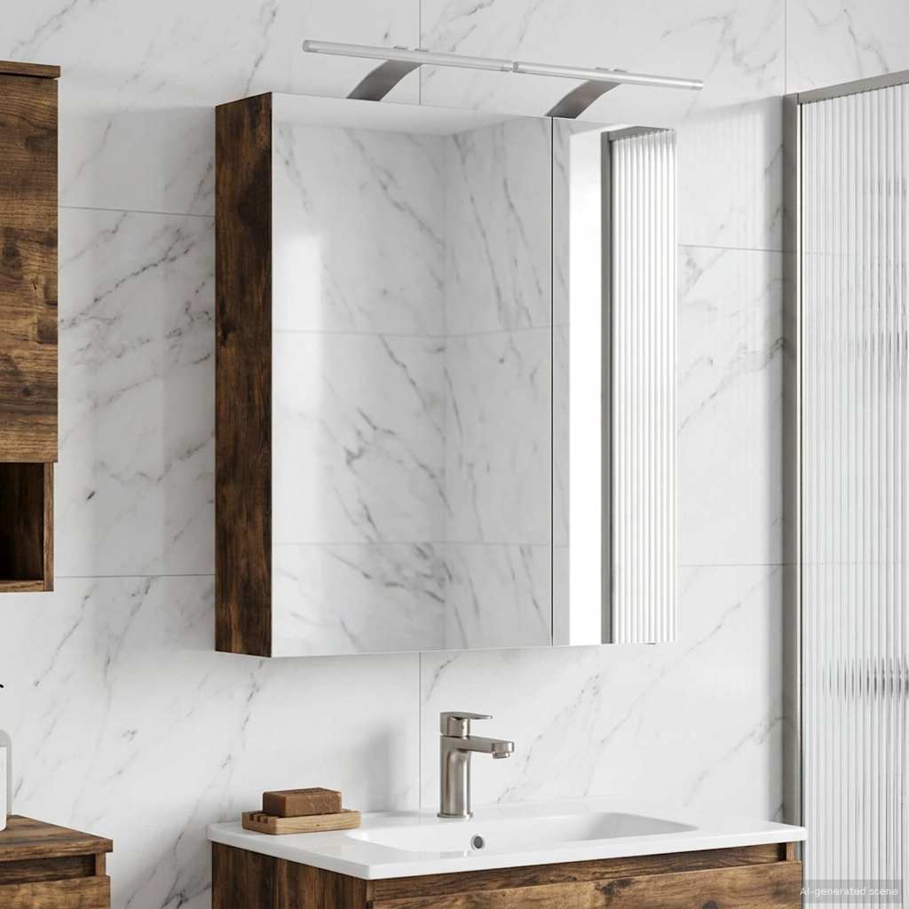Badkamer spiegelkast met plank Gerookt eiken 60 x 14,5 x 70 cm is nu te koop bij PeponiXL, paradijselijk wonen!