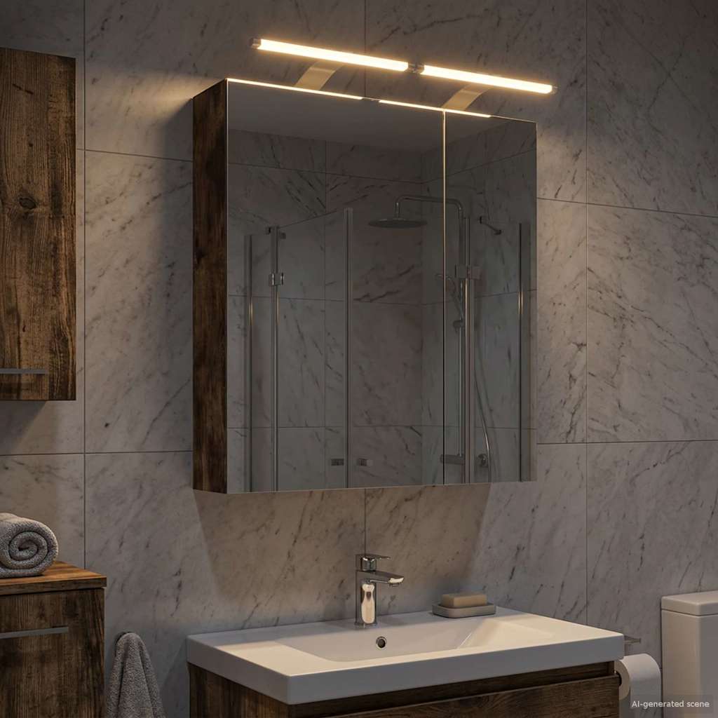 Badkamer spiegelkast met plank Gerookt eiken 60 x 14,5 x 70 cm is nu te koop bij PeponiXL, paradijselijk wonen!