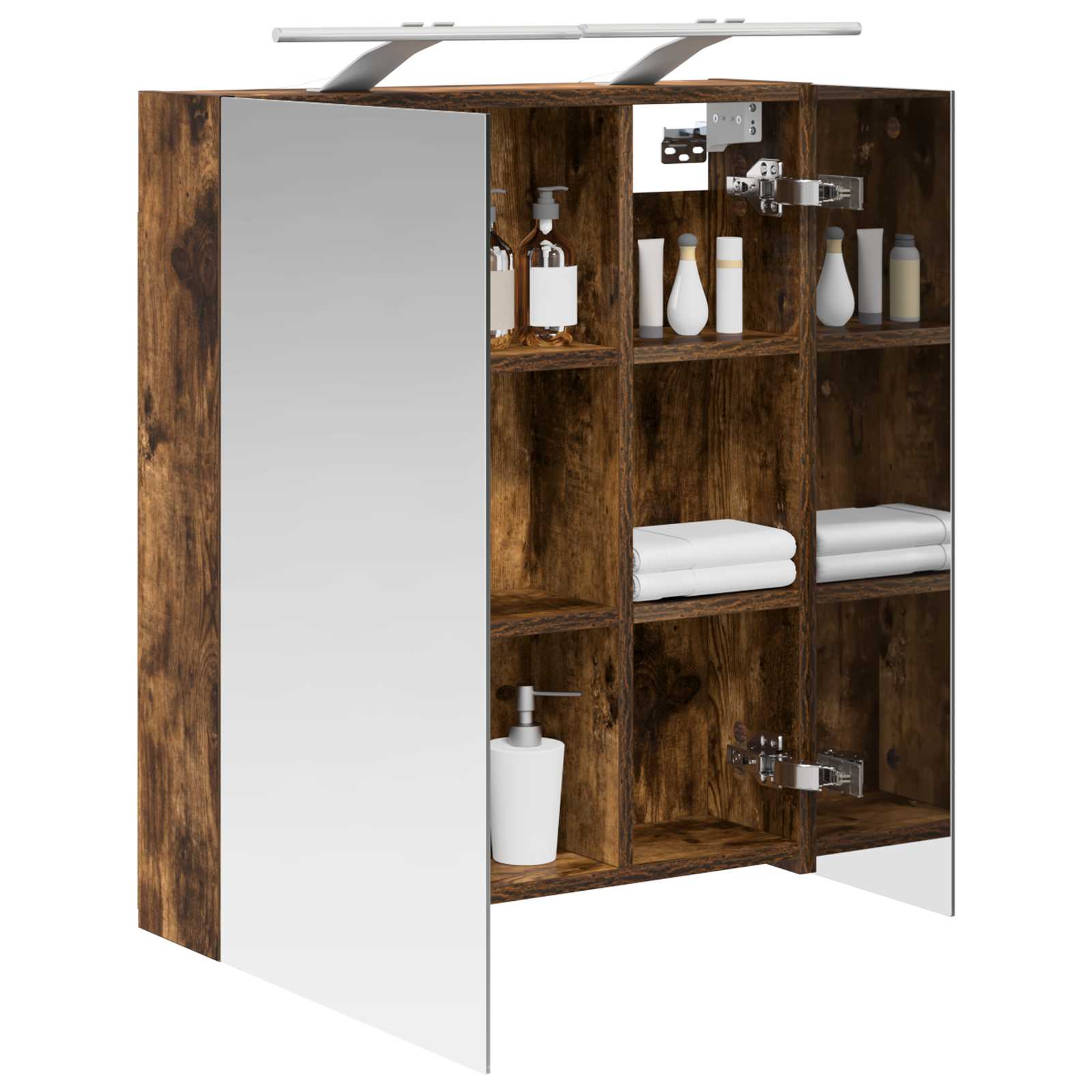 Badkamer spiegelkast met plank Gerookt eiken 60 x 14,5 x 70 cm is nu te koop bij PeponiXL, paradijselijk wonen!