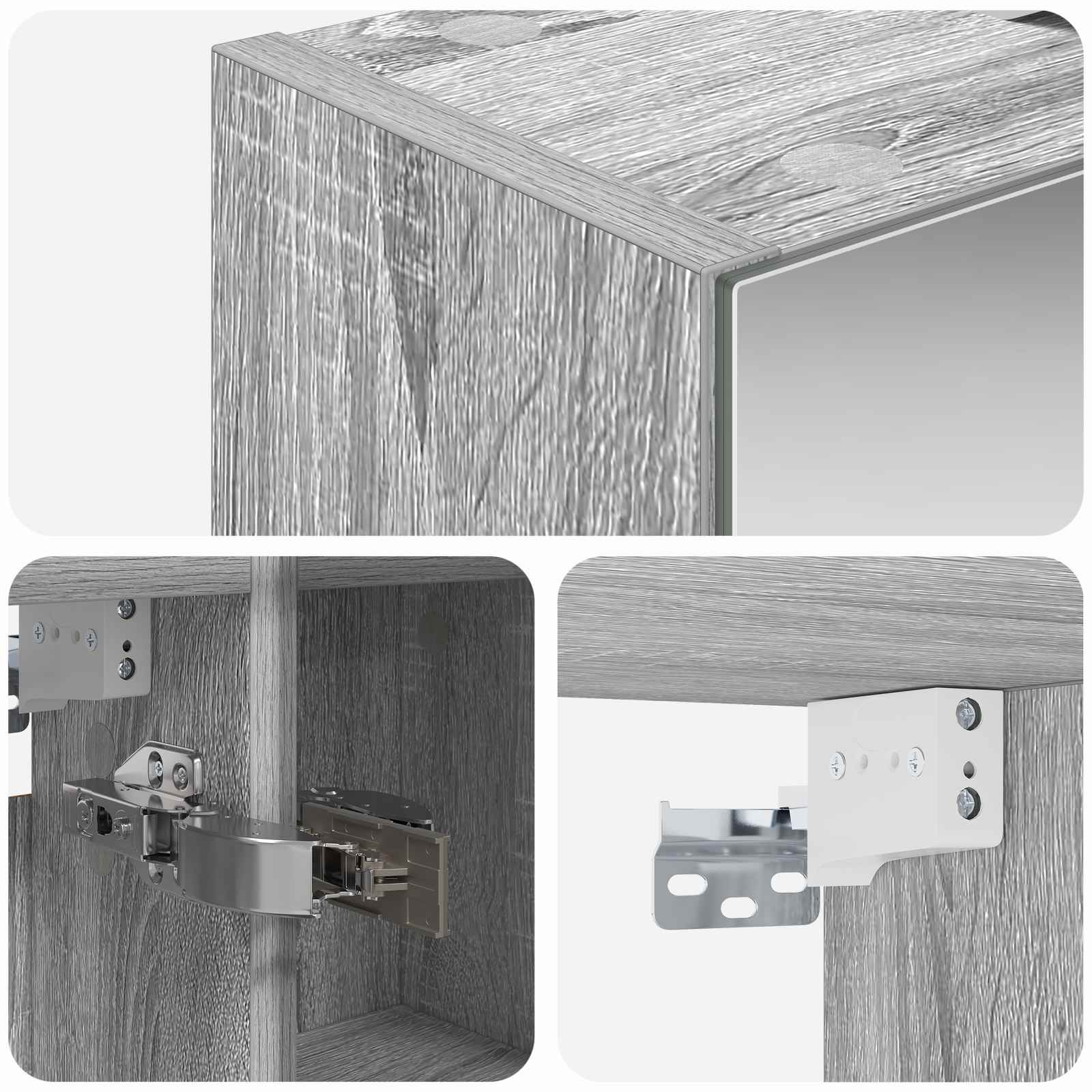 Badkamer spiegelkast met plank Grijs Sonoma 60 x 14,5 x 70 cm is nu te koop bij PeponiXL, paradijselijk wonen!