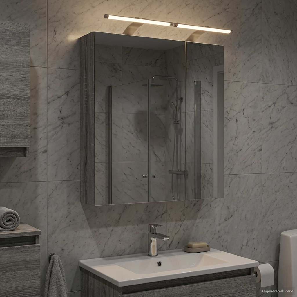Badkamer spiegelkast met plank Grijs Sonoma 60 x 14,5 x 70 cm is nu te koop bij PeponiXL, paradijselijk wonen!