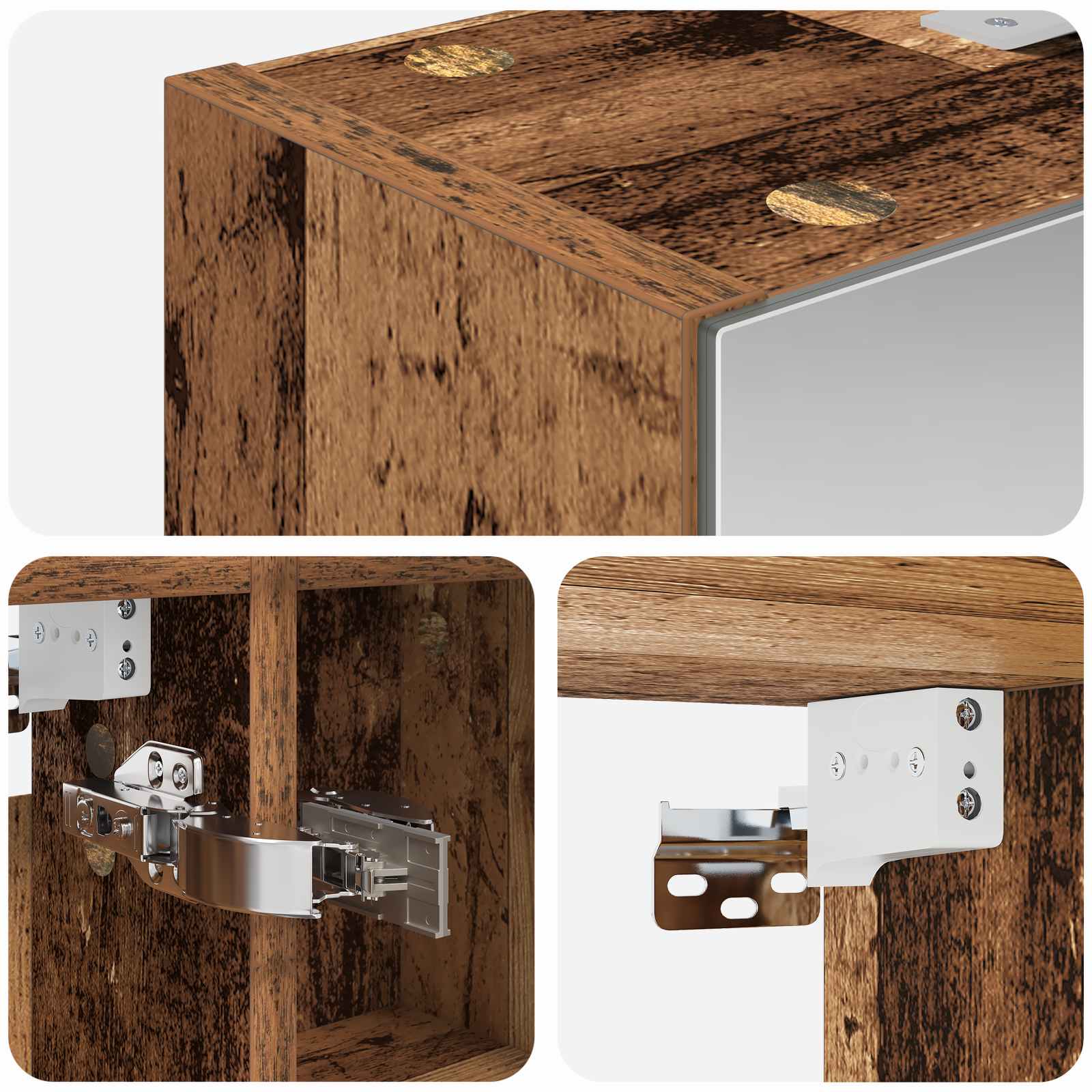 Badkamer spiegelkast Oudhout 60 x 14,5 x 70 cm Bewerkt hout is nu te koop bij PeponiXL, paradijselijk wonen!