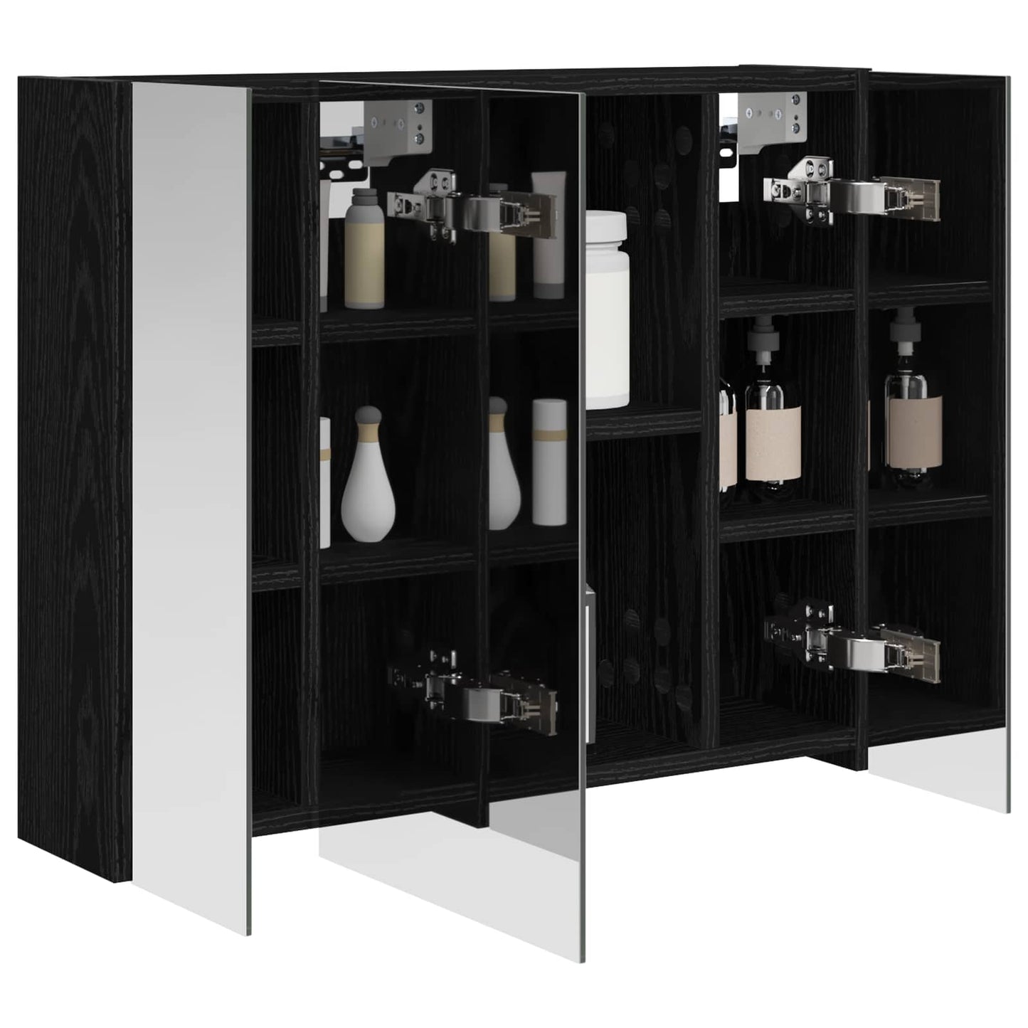 Badkamer spiegelkast Zwart Eiken 60 x 14,5 x 50 cm Bewerkt hout is nu te koop bij PeponiXL, paradijselijk wonen!