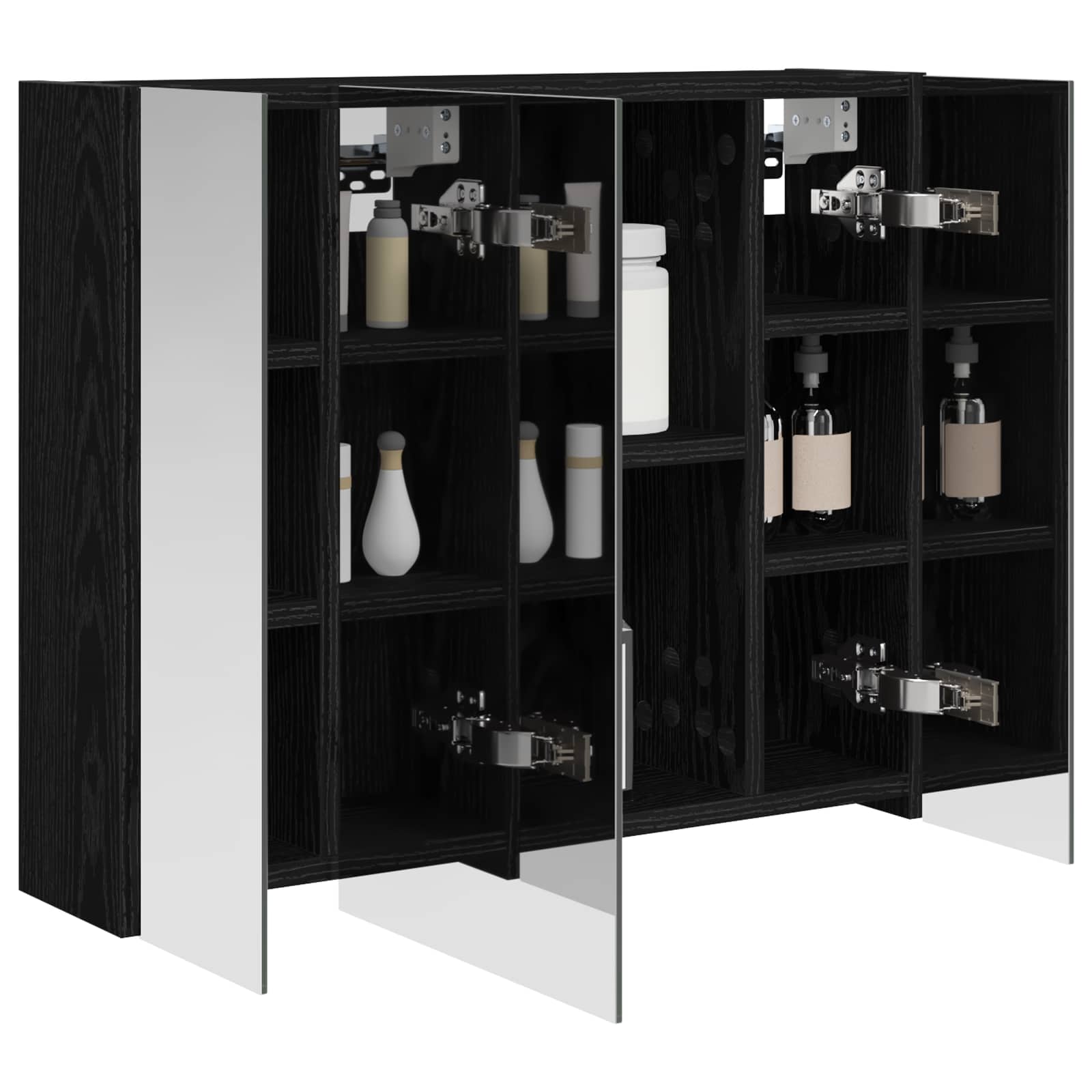 Badkamer spiegelkast Zwart Eiken 60 x 14,5 x 50 cm Bewerkt hout is nu te koop bij PeponiXL, paradijselijk wonen!