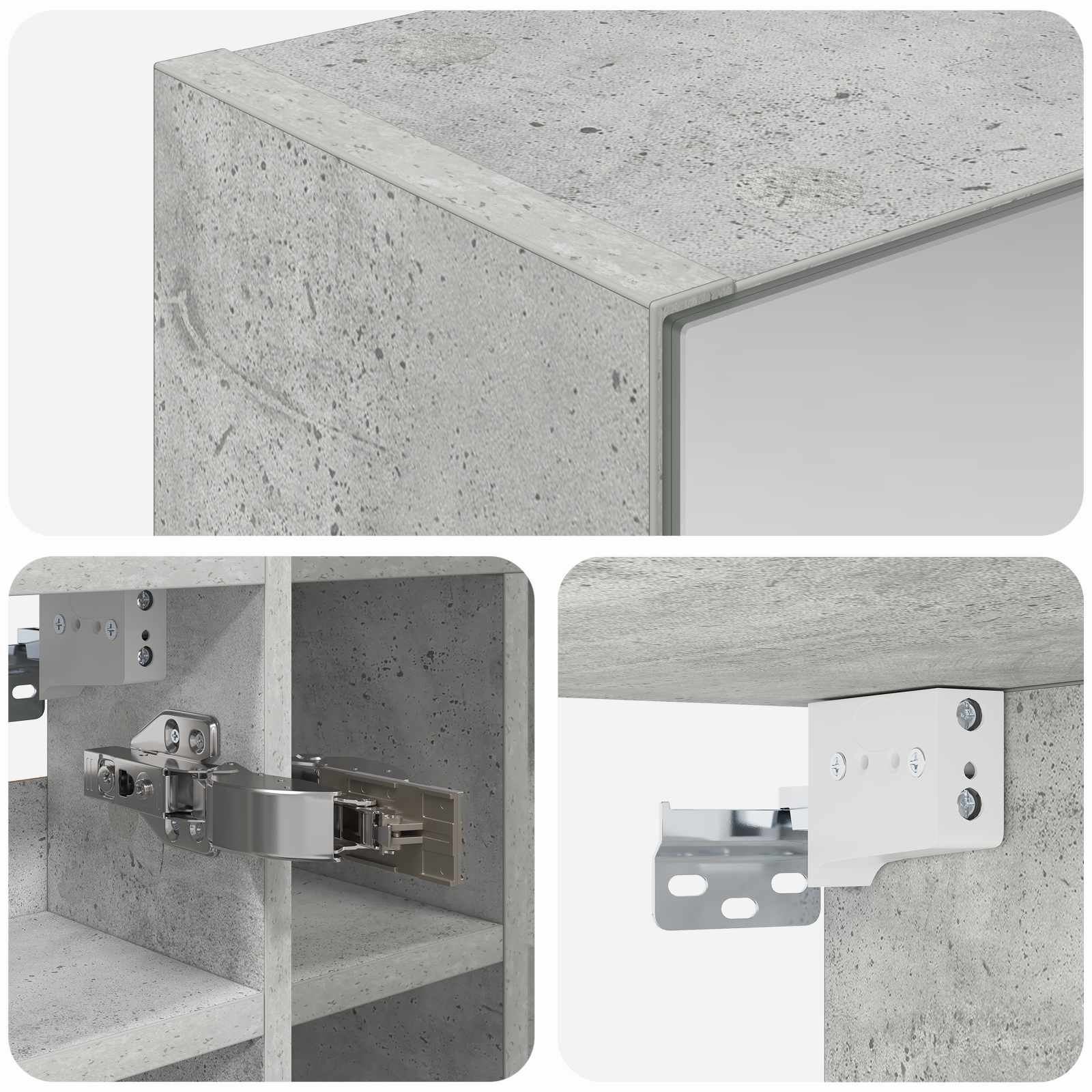 Badkamer spiegelkast Beton Grijs 60 x 14,5 x 50 cm Bewerkt hout is nu te koop bij PeponiXL, paradijselijk wonen!