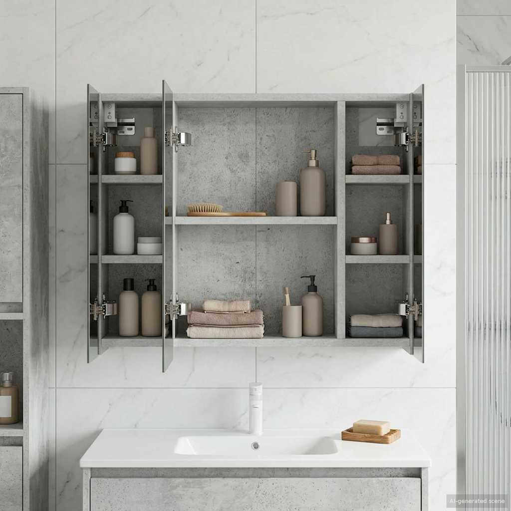 Badkamer spiegelkast Beton Grijs 60 x 14,5 x 50 cm Bewerkt hout is nu te koop bij PeponiXL, paradijselijk wonen!
