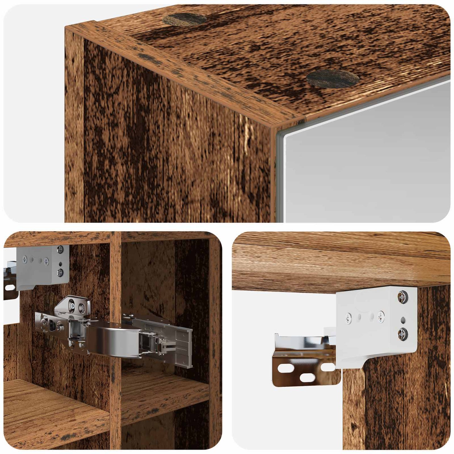 Badkamer spiegelkast Oudhout 60 x 14,5 x 50 cm Bewerkt hout is nu te koop bij PeponiXL, paradijselijk wonen!