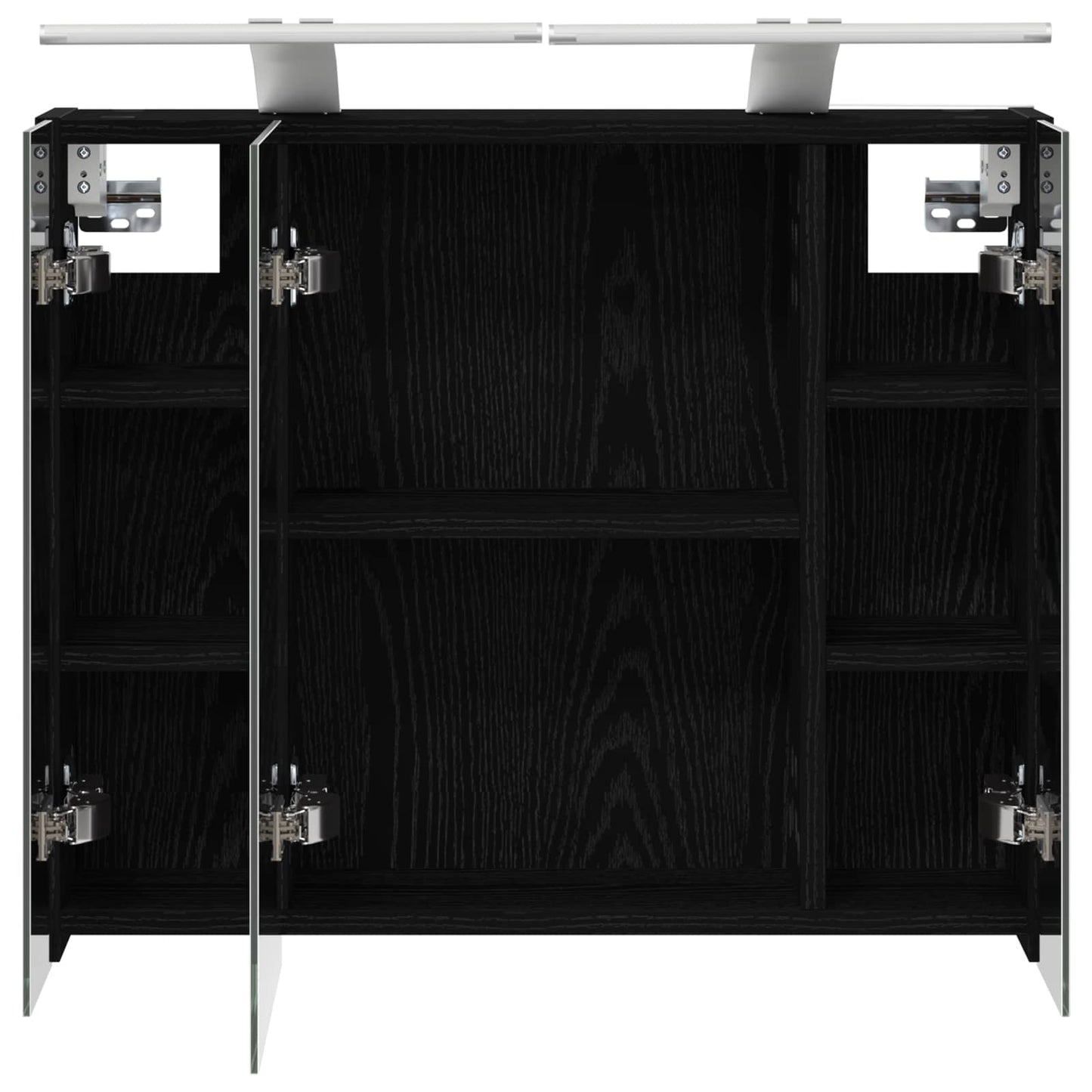 Badkamer spiegelkast Zwart Eiken 60 x 14,5 x 50 cm Bewerkt hout is nu te koop bij PeponiXL, paradijselijk wonen!