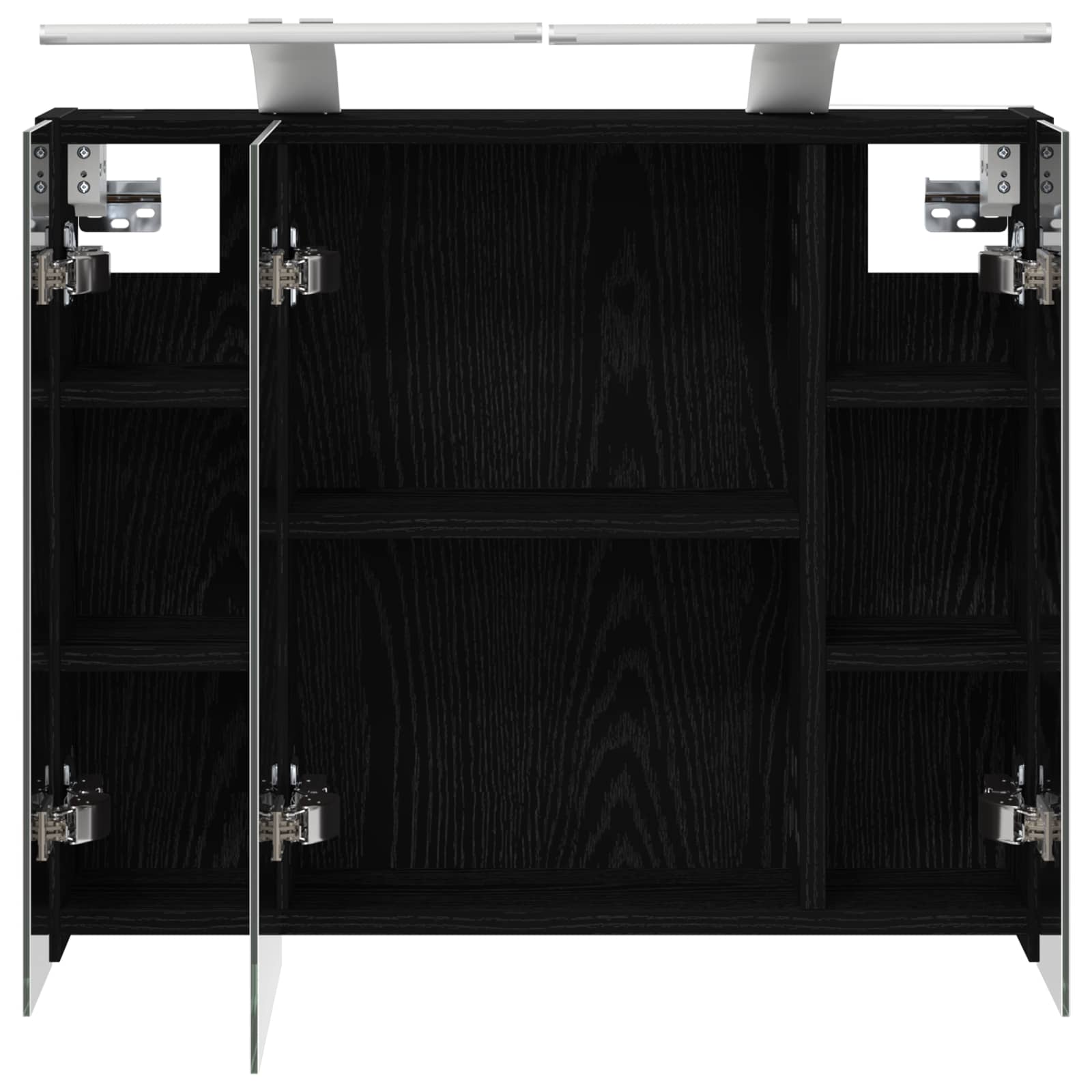 Badkamer spiegelkast Zwart Eiken 60 x 14,5 x 50 cm Bewerkt hout is nu te koop bij PeponiXL, paradijselijk wonen!