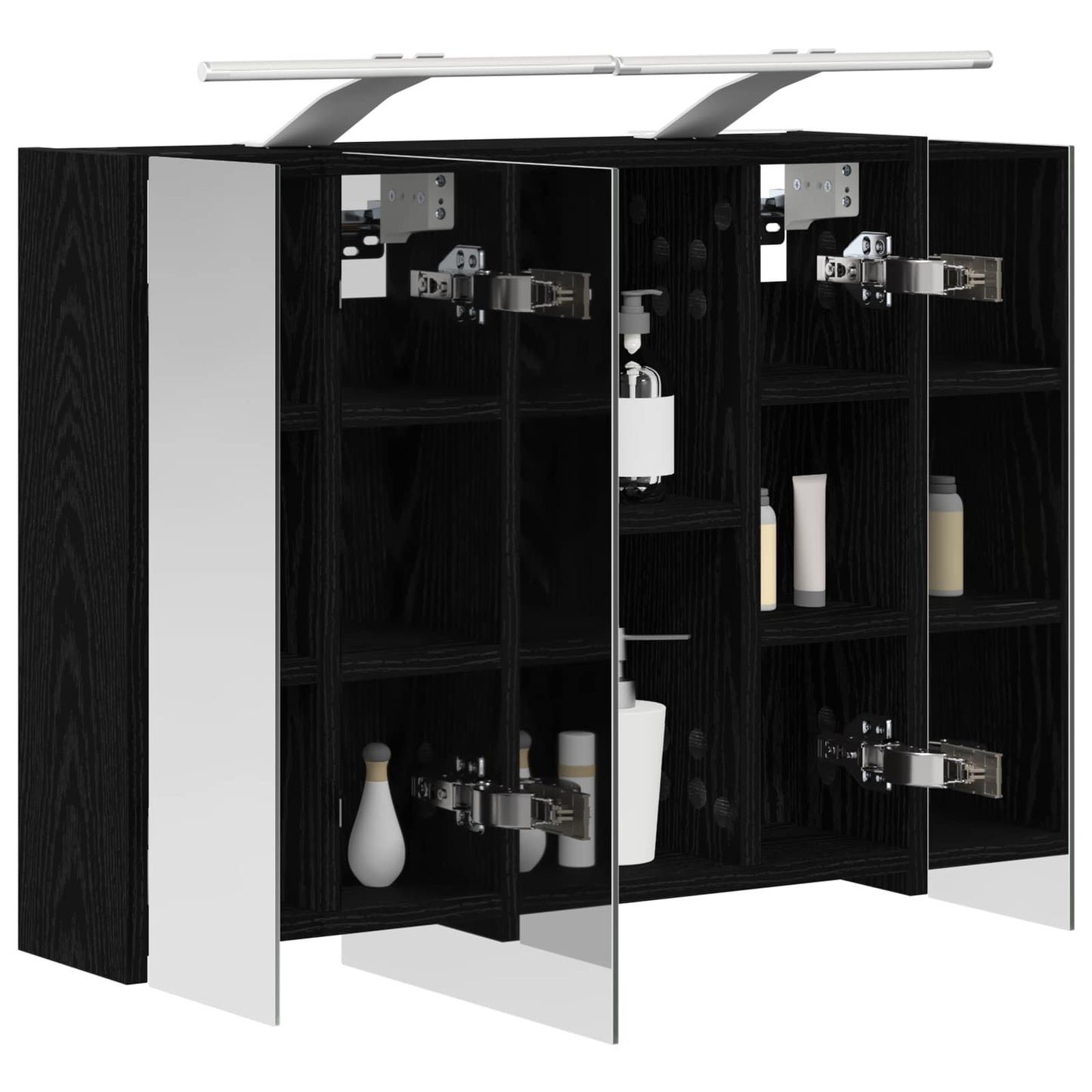 Badkamer spiegelkast Zwart Eiken 60 x 14,5 x 50 cm Bewerkt hout is nu te koop bij PeponiXL, paradijselijk wonen!