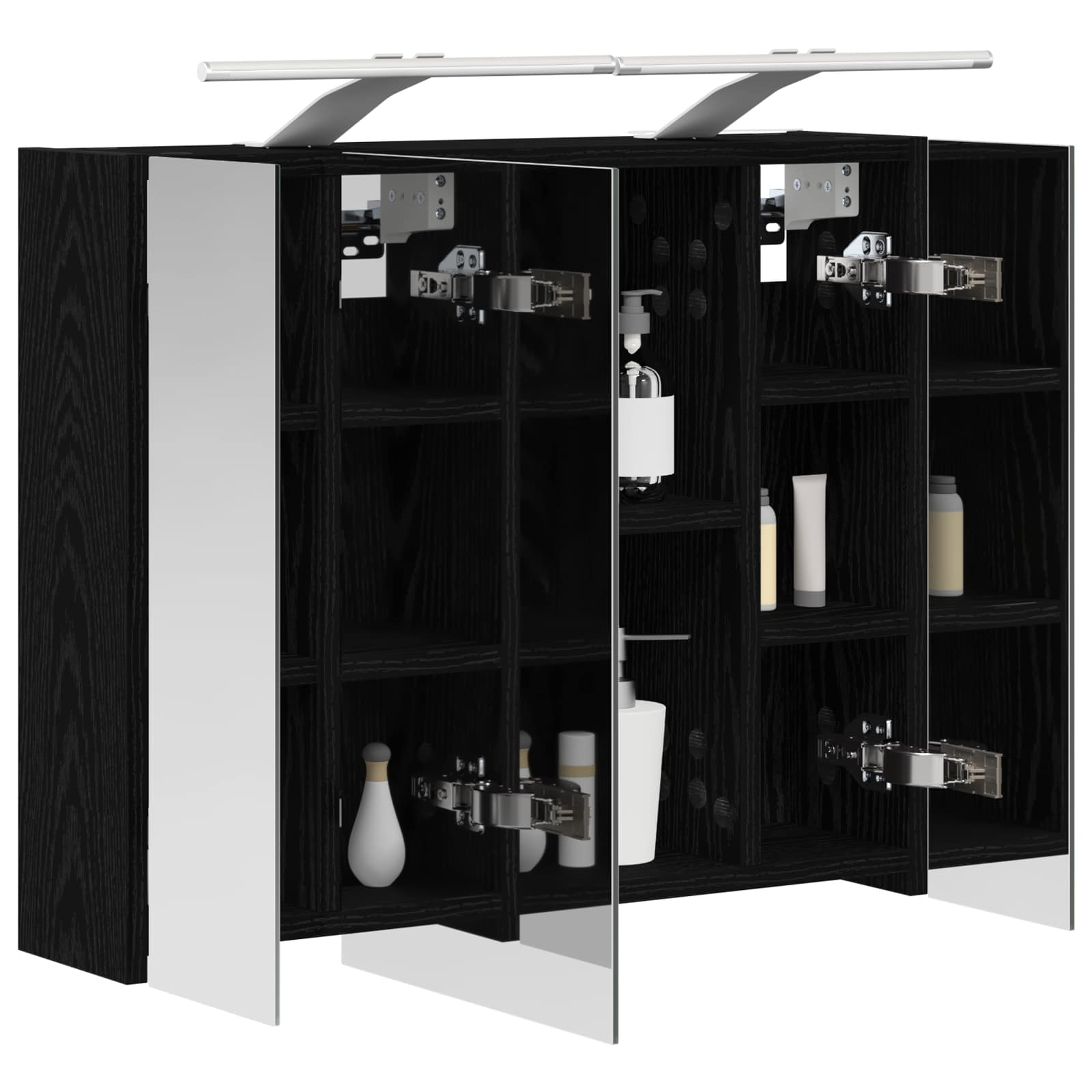 Badkamer spiegelkast Zwart Eiken 60 x 14,5 x 50 cm Bewerkt hout is nu te koop bij PeponiXL, paradijselijk wonen!