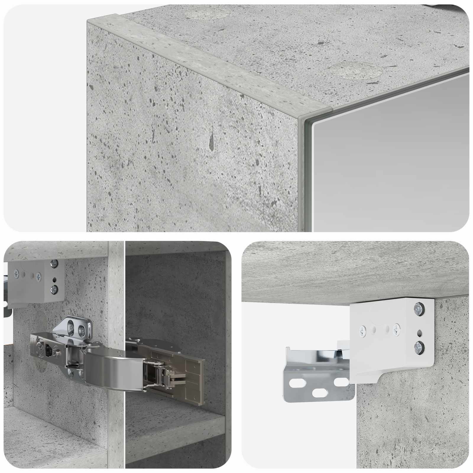 Badkamer spiegelkast Beton Grijs 60 x 14,5 x 50 cm Bewerkt hout is nu te koop bij PeponiXL, paradijselijk wonen!