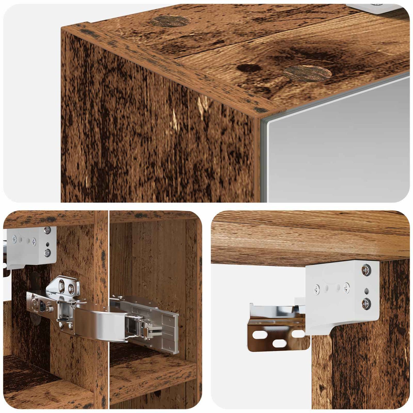 Badkamer spiegelkast Oudhout 60 x 14,5 x 50 cm Bewerkt hout is nu te koop bij PeponiXL, paradijselijk wonen!