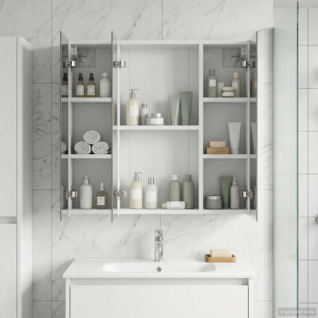 Badkamer spiegelkast voor Wit 70 x 14,5 x 70 cm Bewerkt hout is nu te koop bij PeponiXL, paradijselijk wonen!