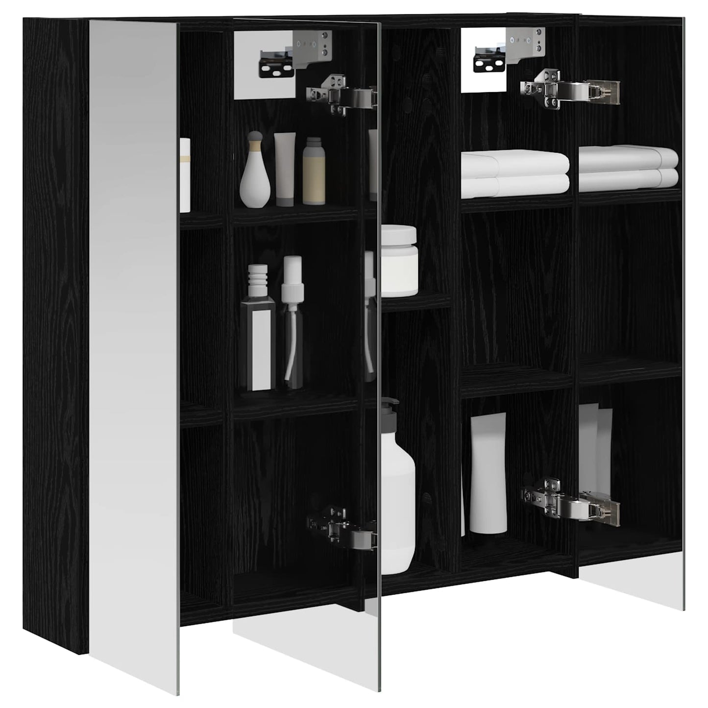 Badkamer spiegelkast Zwart Eiken 70 x 14,5 x 70 cm Bewerkt hout is nu te koop bij PeponiXL, paradijselijk wonen!
