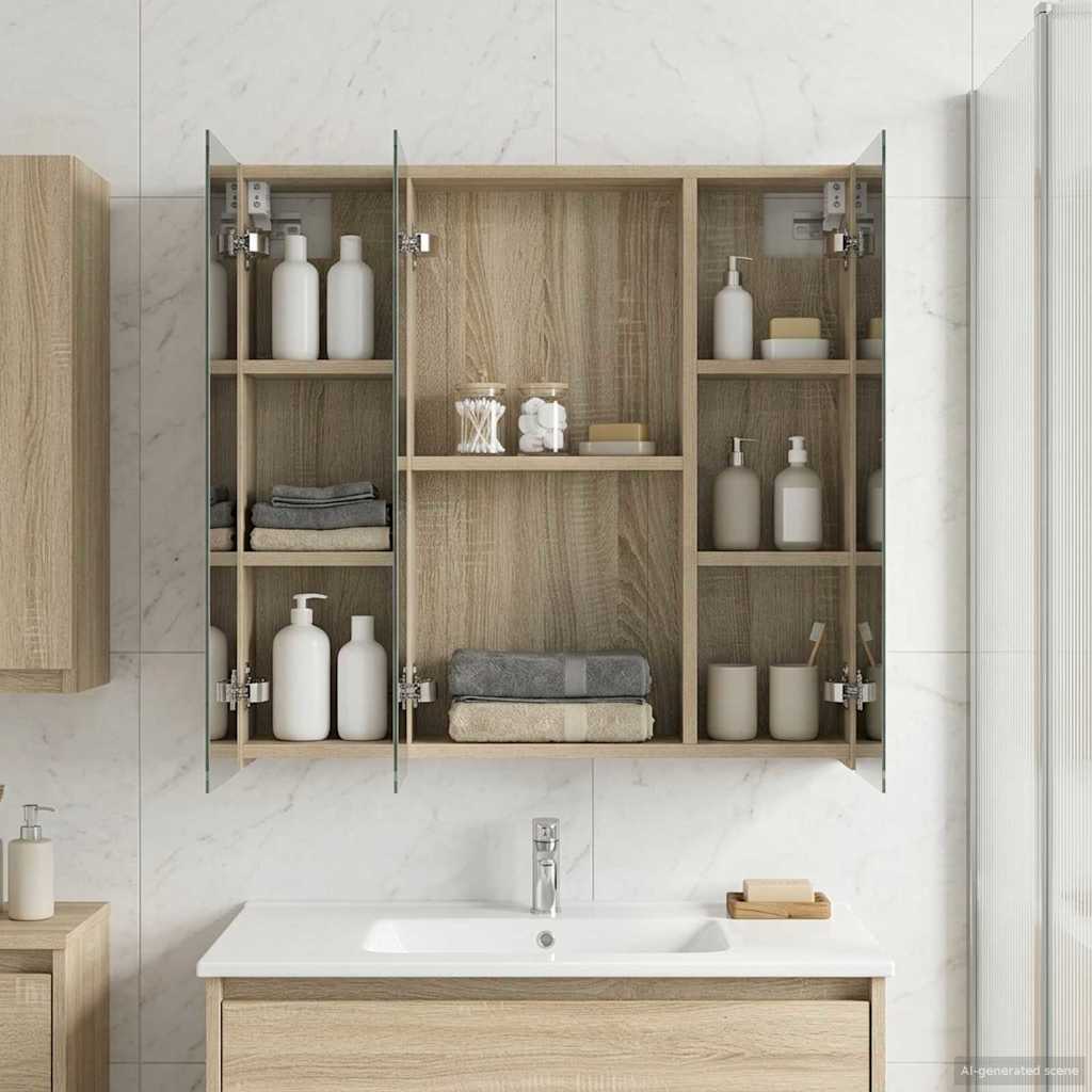 Badkamer spiegelkast Sonoma Eiken 70 x 14,5 x 70 cm is nu te koop bij PeponiXL, paradijselijk wonen!
