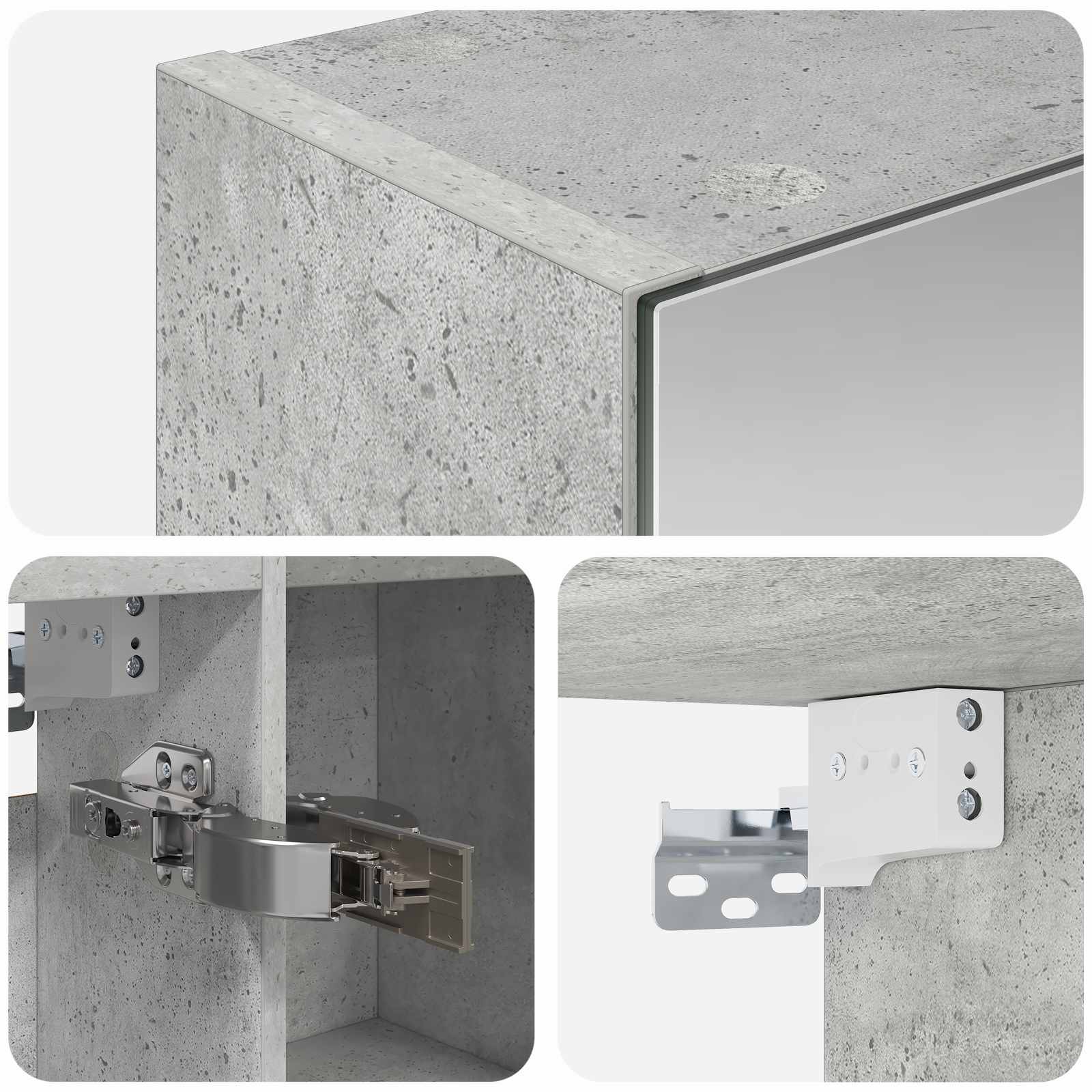 Badkamer spiegelkast Beton Grijs 70 x 14,5 x 70 cm Bewerkt hout is nu te koop bij PeponiXL, paradijselijk wonen!