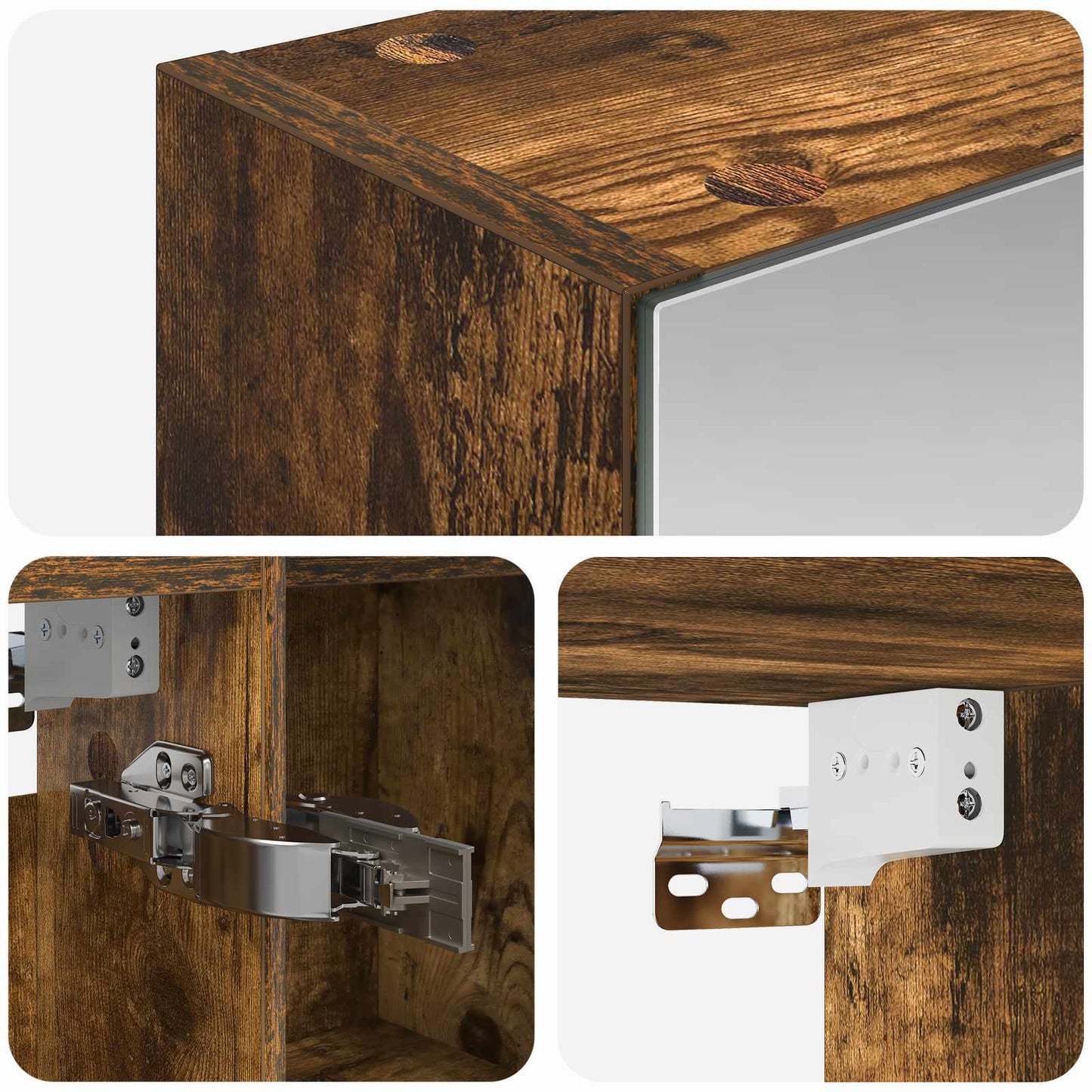 Badkamer spiegelkast Gerookt eiken 70 x 14,5 x 70 cm is nu te koop bij PeponiXL, paradijselijk wonen!