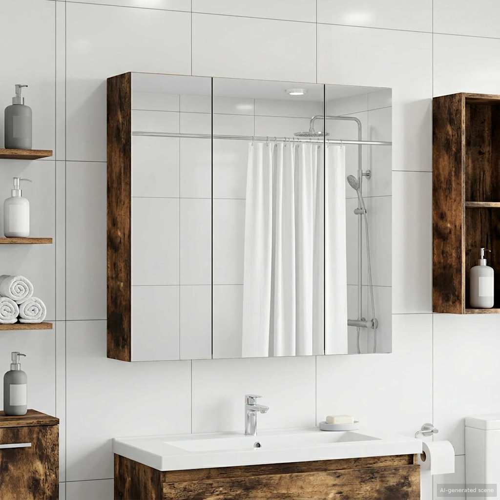Badkamer spiegelkast Gerookt eiken 70 x 14,5 x 70 cm is nu te koop bij PeponiXL, paradijselijk wonen!