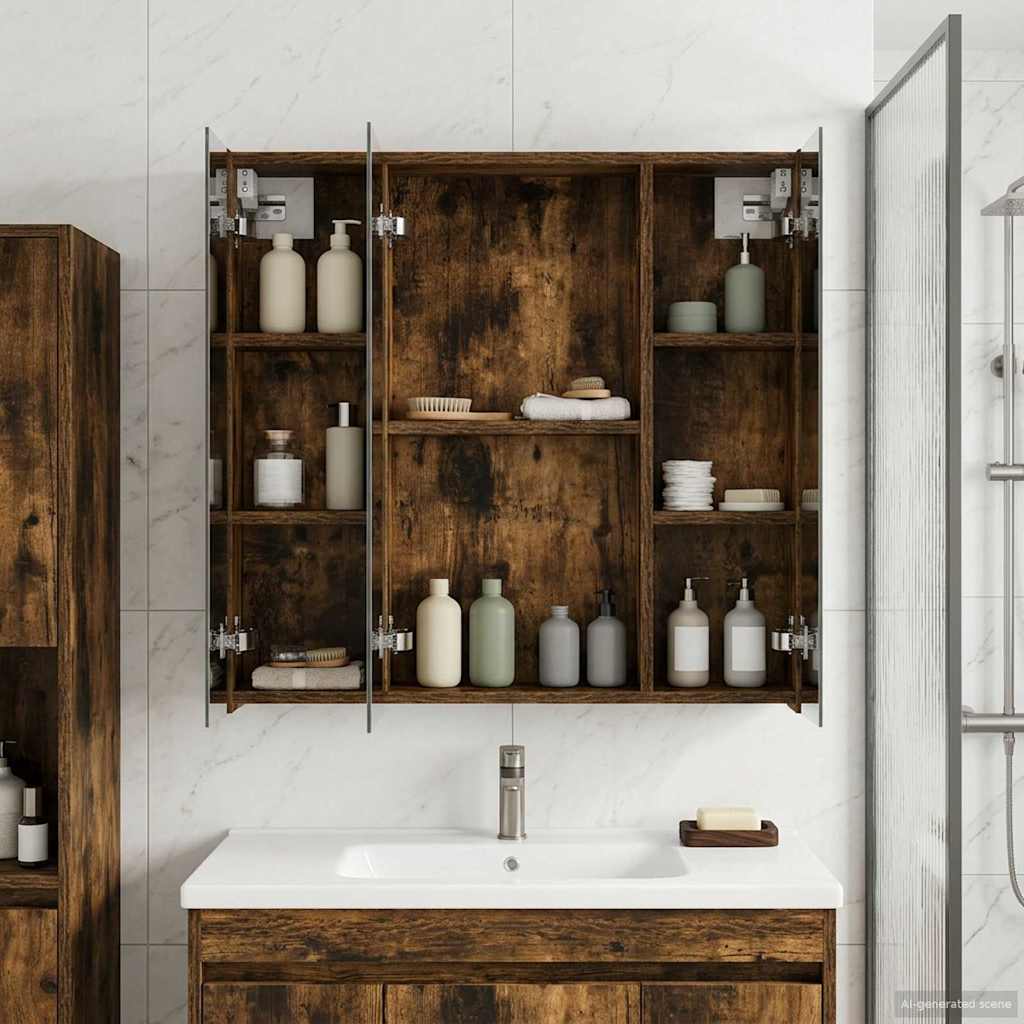 Badkamer spiegelkast Gerookt eiken 70 x 14,5 x 70 cm is nu te koop bij PeponiXL, paradijselijk wonen!