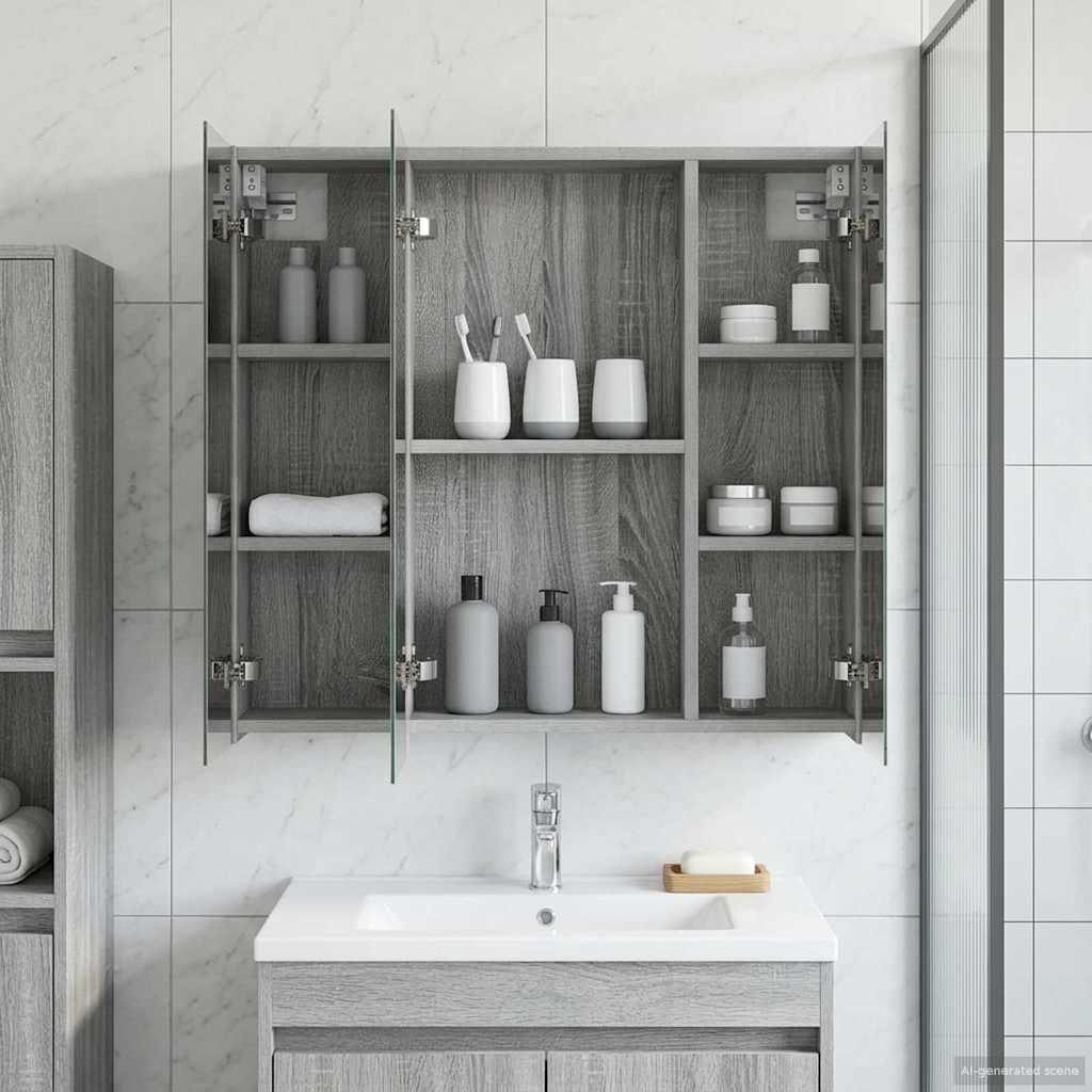 Badkamer spiegelkast Grijs Sonoma 70 x 14,5 x 70 cm is nu te koop bij PeponiXL, paradijselijk wonen!