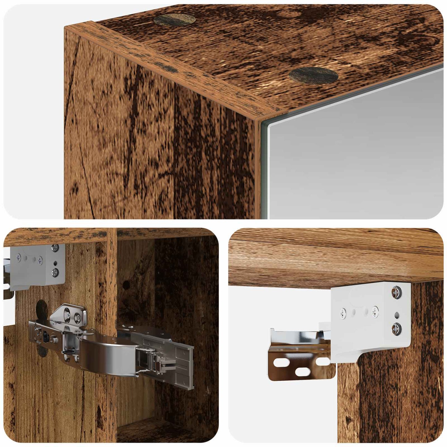 Badkamer spiegelkast Oudhout 70 x 14,5 x 70 cm Bewerkt hout is nu te koop bij PeponiXL, paradijselijk wonen!