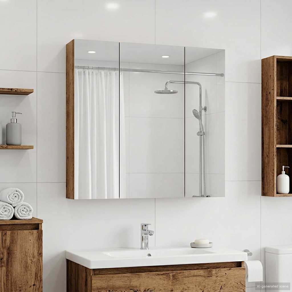 Badkamer spiegelkast Oudhout 70 x 14,5 x 70 cm Bewerkt hout is nu te koop bij PeponiXL, paradijselijk wonen!