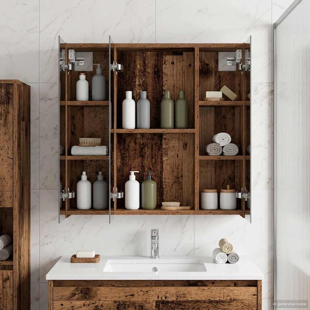 Badkamer spiegelkast Oudhout 70 x 14,5 x 70 cm Bewerkt hout is nu te koop bij PeponiXL, paradijselijk wonen!