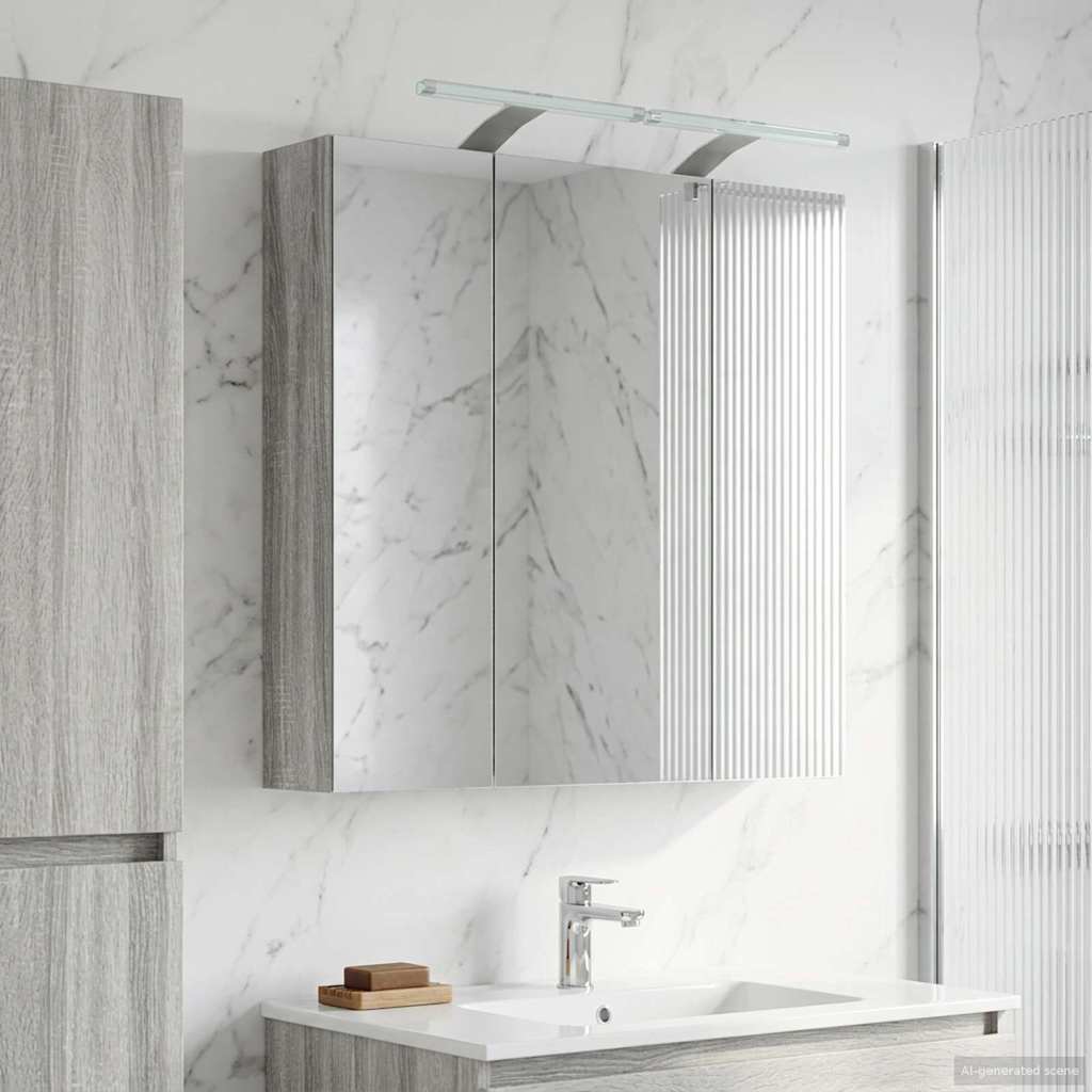 Badkamer spiegelkast Grijs Sonoma 70 x 14,5 x 70 cm is nu te koop bij PeponiXL, paradijselijk wonen!