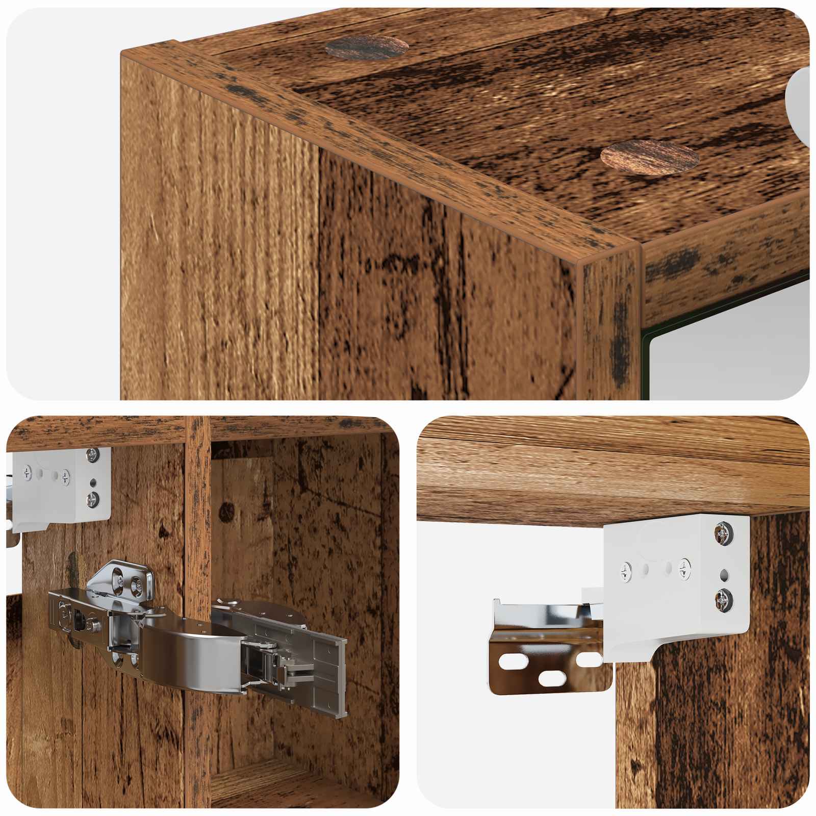 Badkamer spiegelkast Oudhout 70 x 14,5 x 70 cm Bewerkt hout is nu te koop bij PeponiXL, paradijselijk wonen!