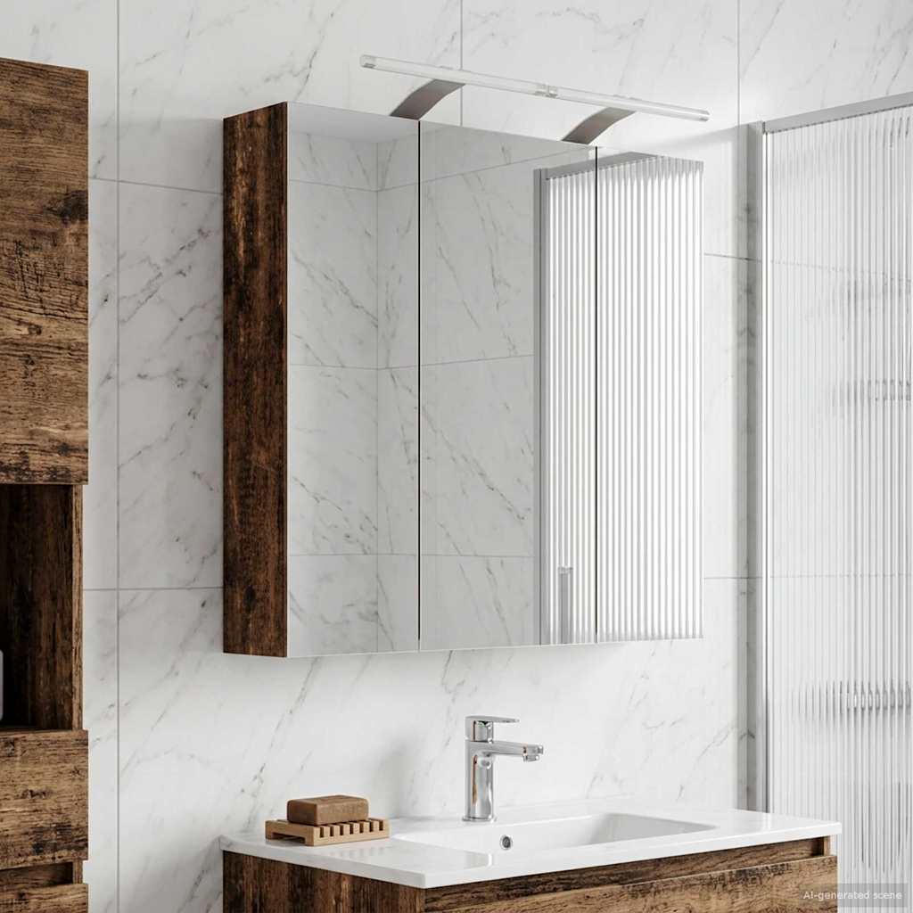 Badkamer spiegelkast Oudhout 70 x 14,5 x 70 cm Bewerkt hout is nu te koop bij PeponiXL, paradijselijk wonen!
