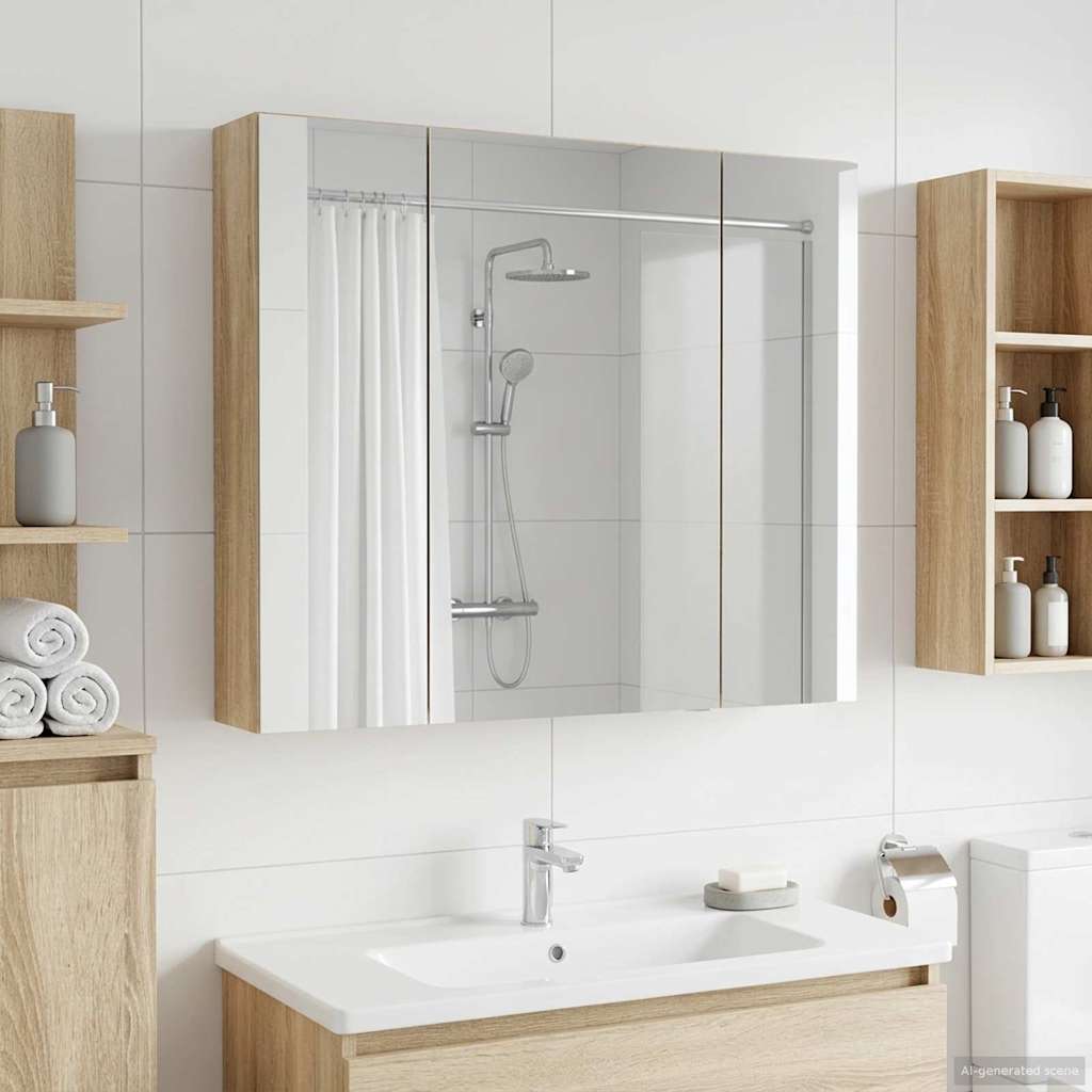 Badkamer spiegelkast met plank Sonoma Eiken 80 x 14.5 x 70 cm is nu te koop bij PeponiXL, paradijselijk wonen!